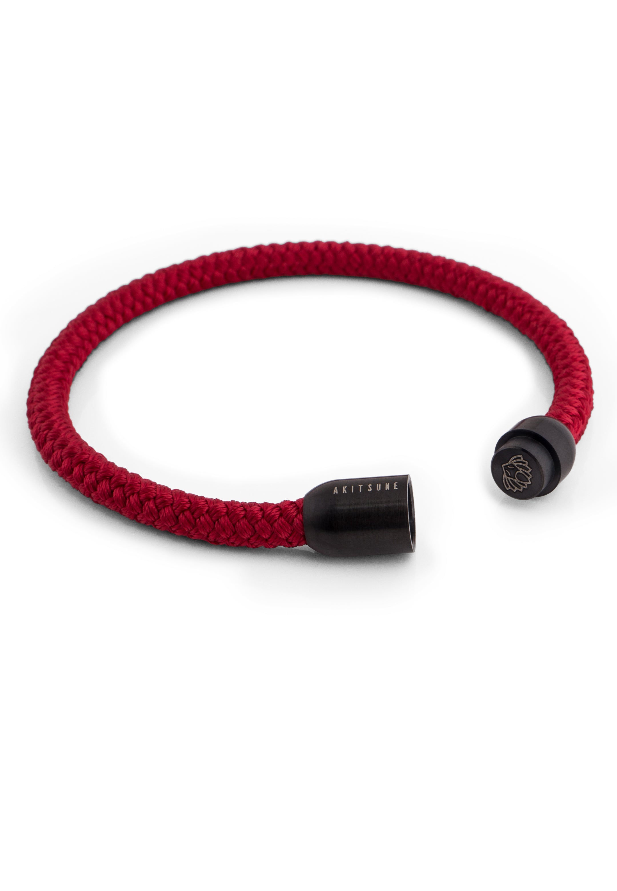 Akitsune-Silva-Nylon-Bracelet-Matte-Black-Wine-Red-Magnet