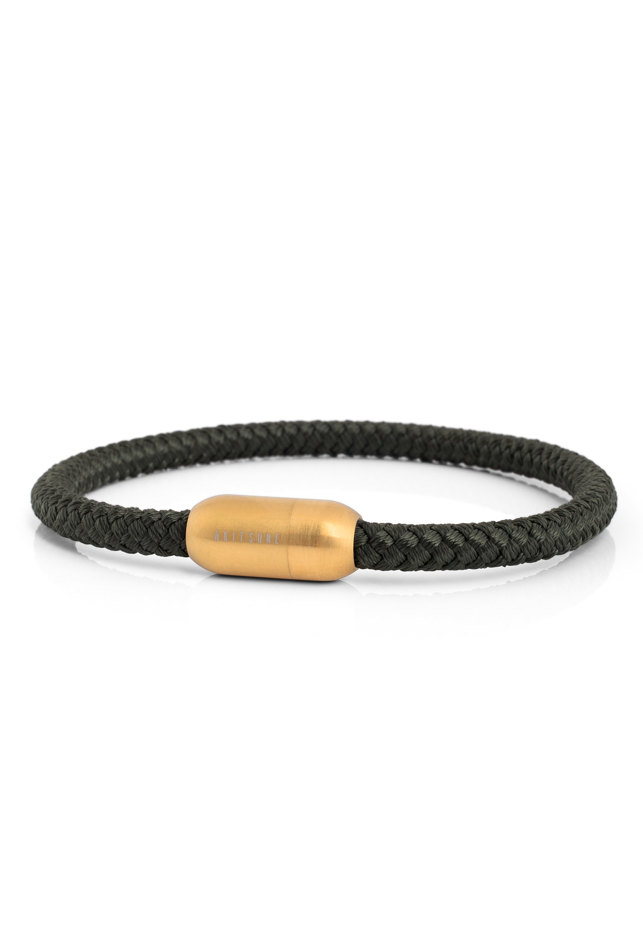 Akitsune-Silva-Nylon-Bracelet-Matte-Gold-Green-Side