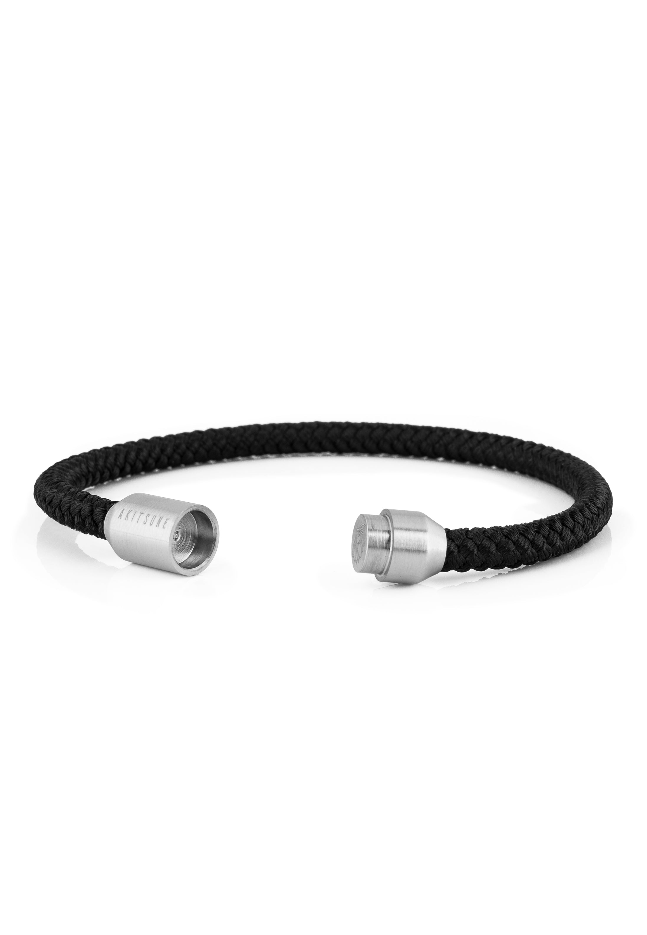 Akitsune-Silva-Nylon-Bracelet-Silver-Black-Open