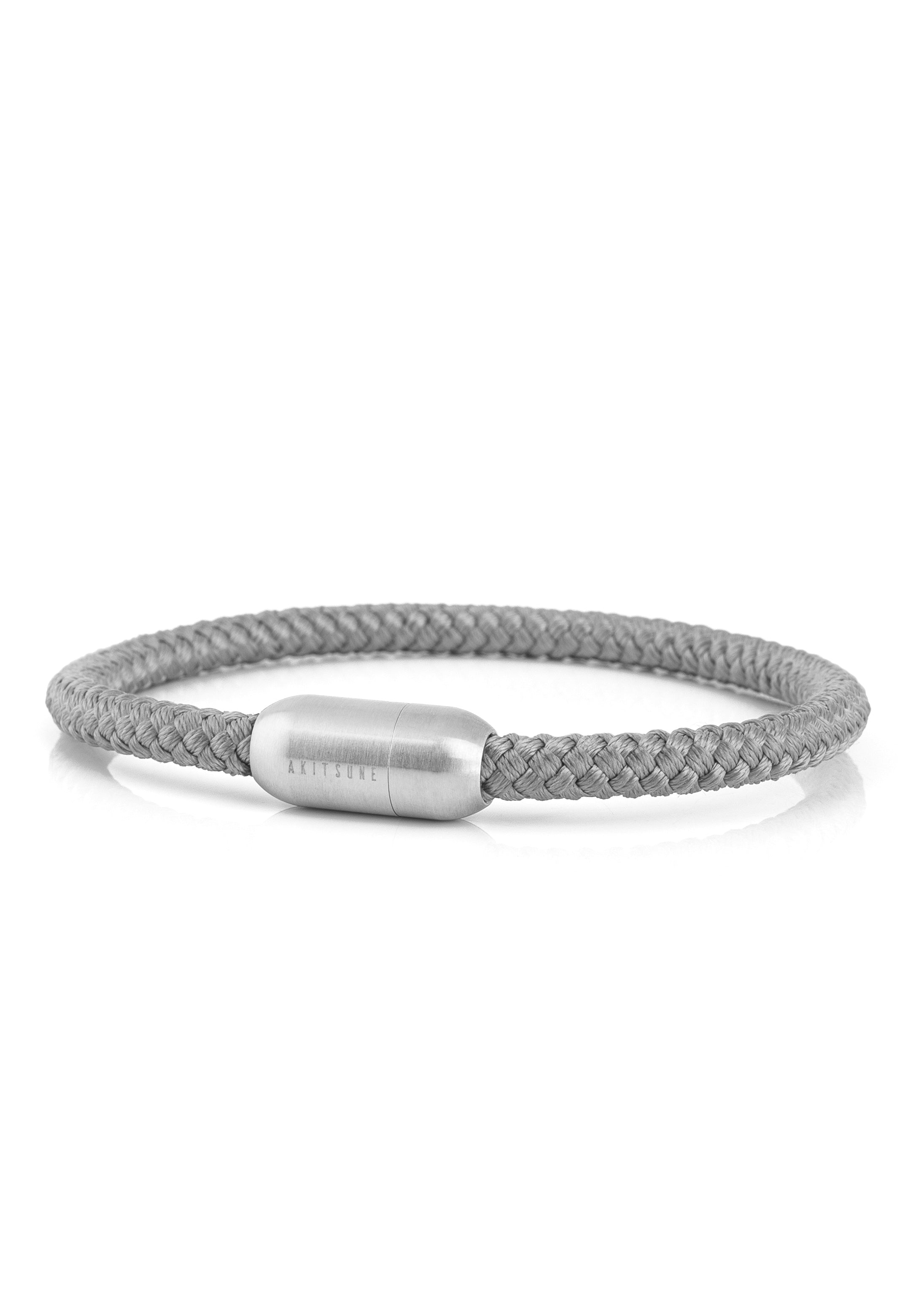 Akitsune-Silva-Nylon-Bracelet-Silver-Grey-Side