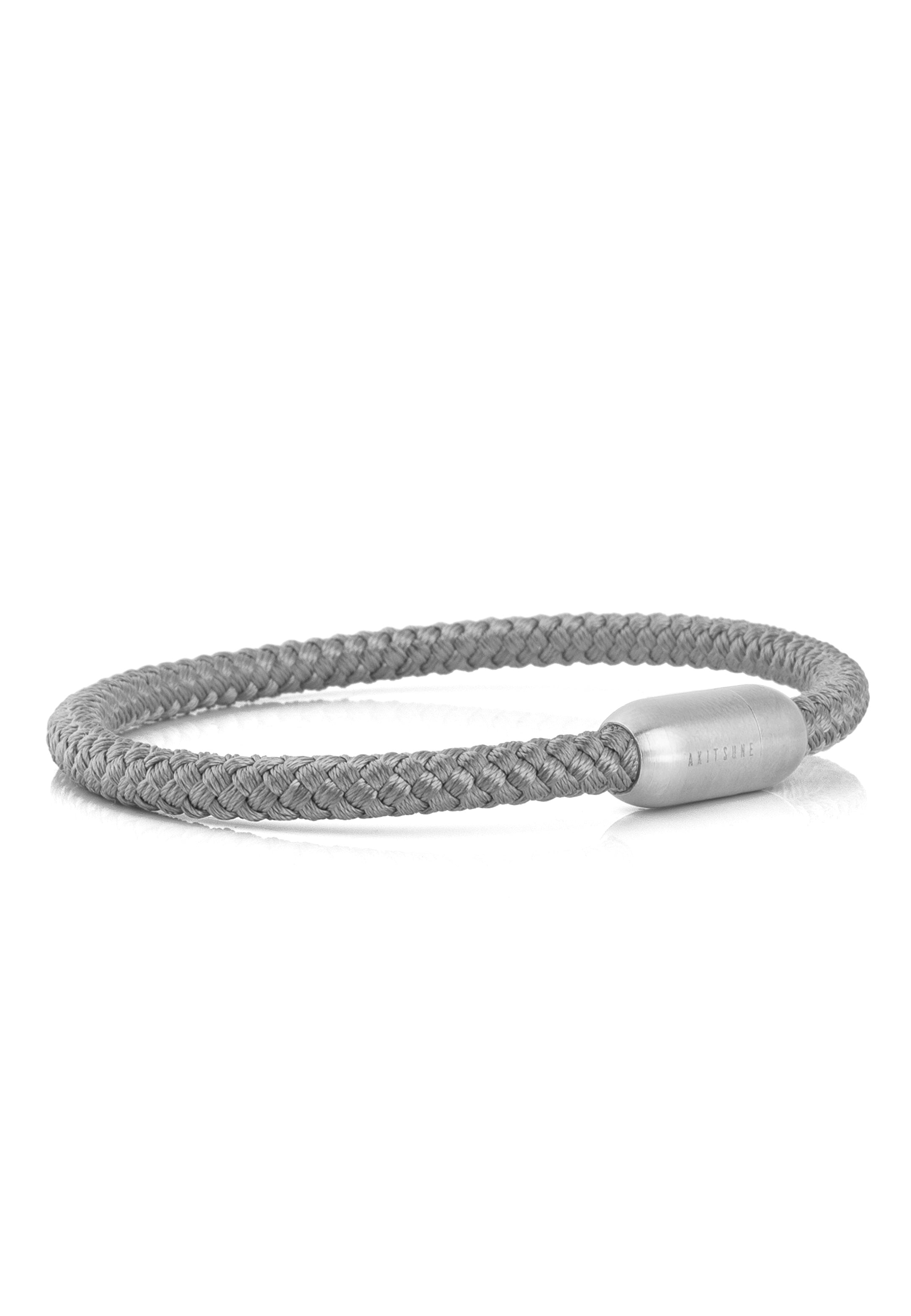 Akitsune-Silva-Nylon-Bracelet-Silver-Grey-front