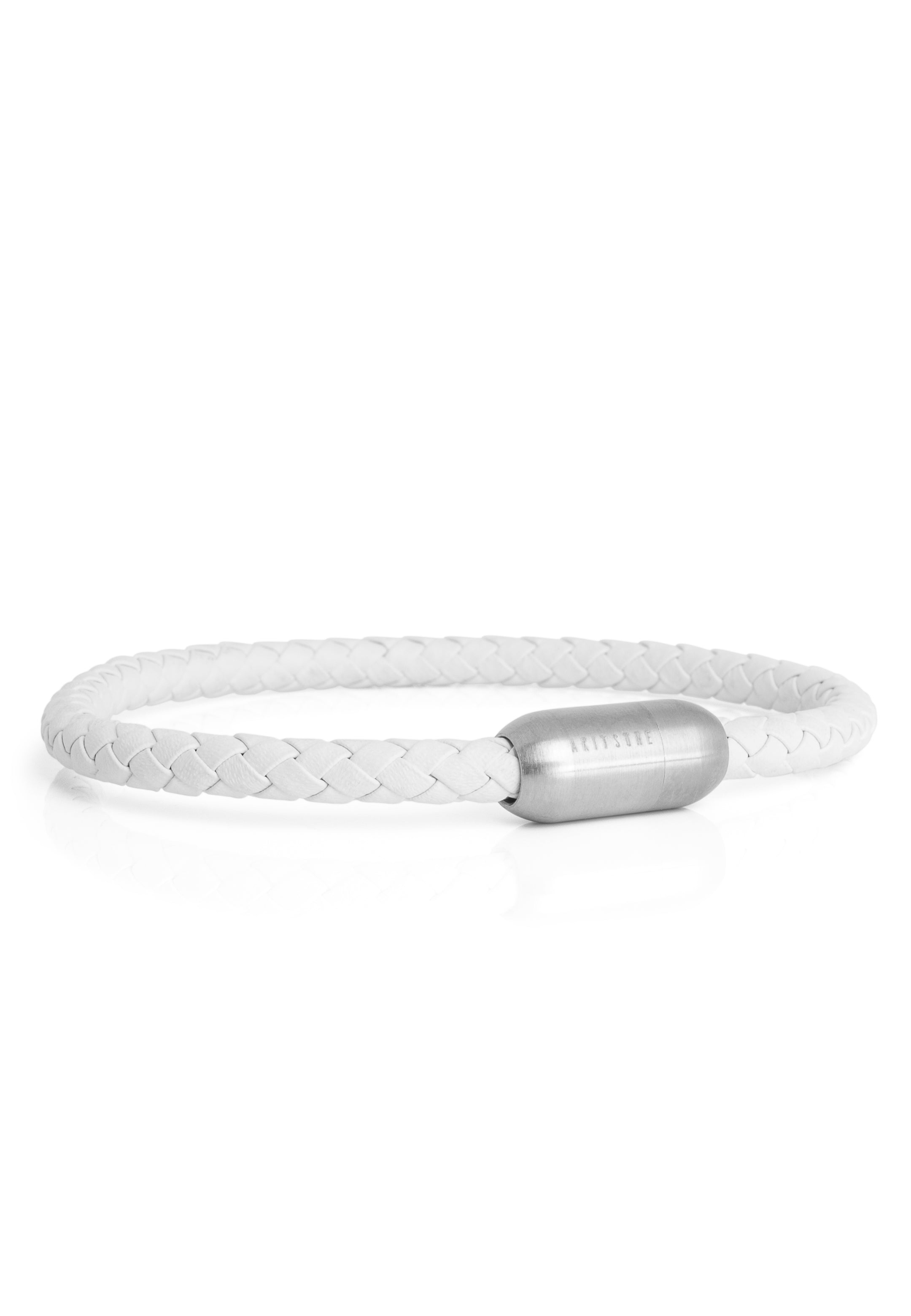 Akitsune-Silvus-Leather-Bracelet-Silver-White-3