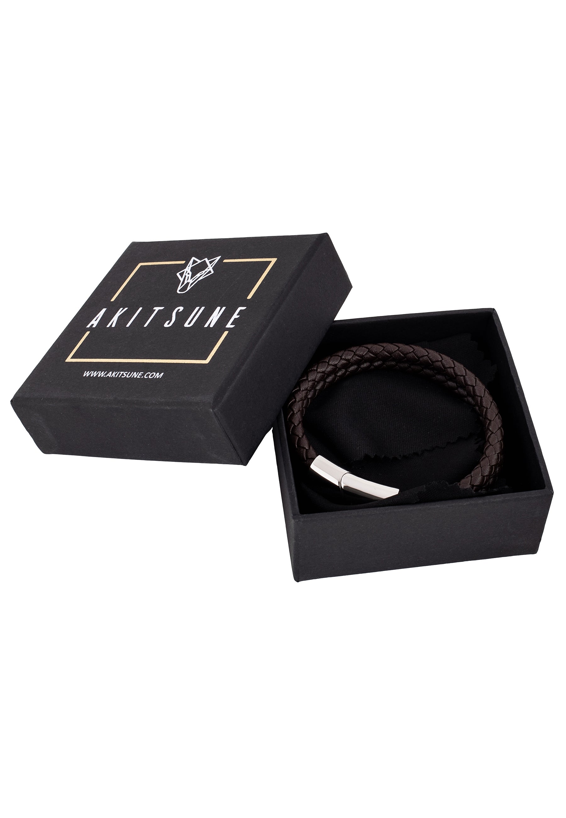 Akitsune-Simplicitas-Bracelet-Silver-Brown-Box-Packaging-Flat