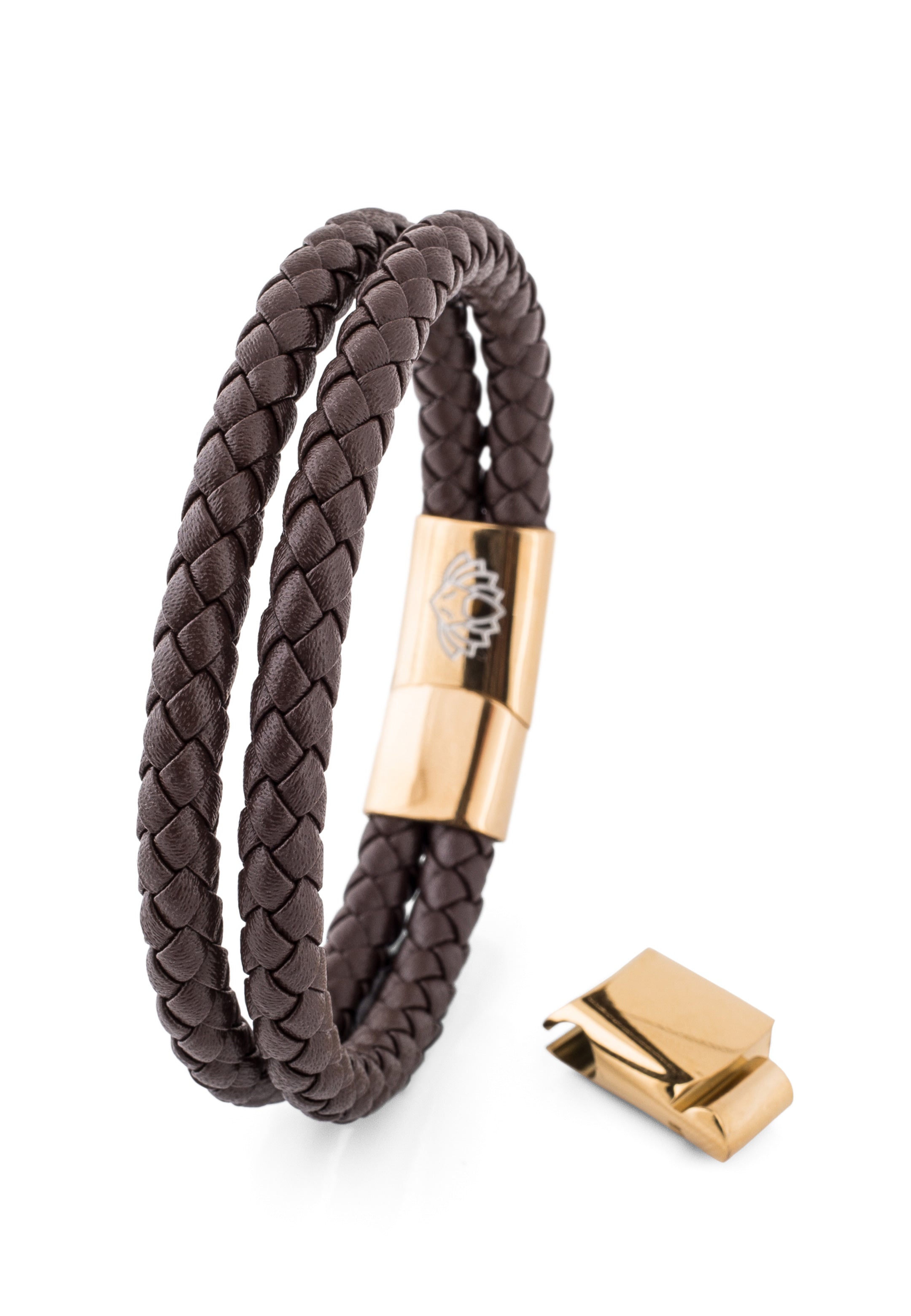 Akitsune-Simplicitas-Leather-Bracelet-Gold-Brown-Side-Mens