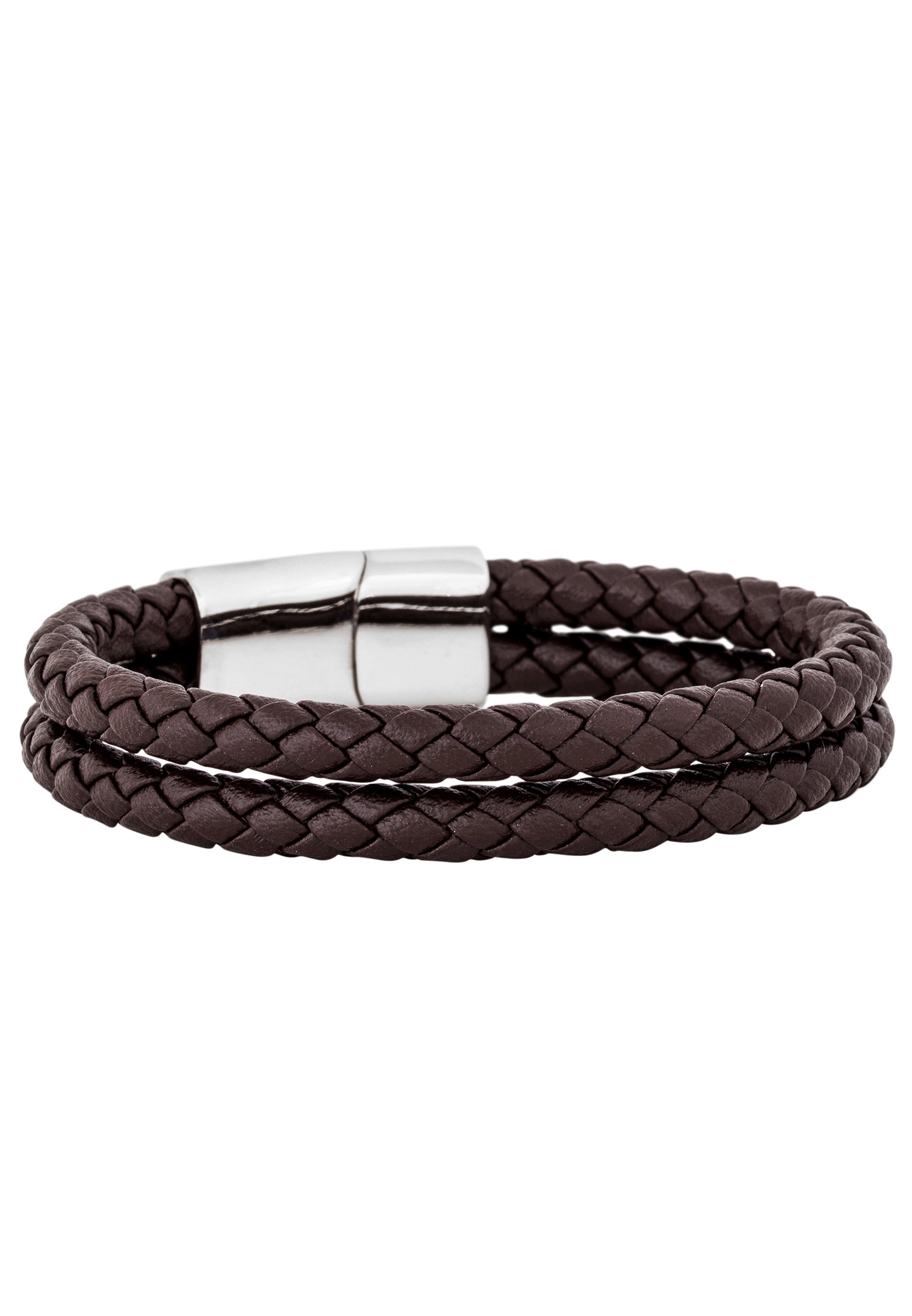 Akitsune-Simplicitas-Leather-Bracelet-Silver-Brown-Mens-Back
