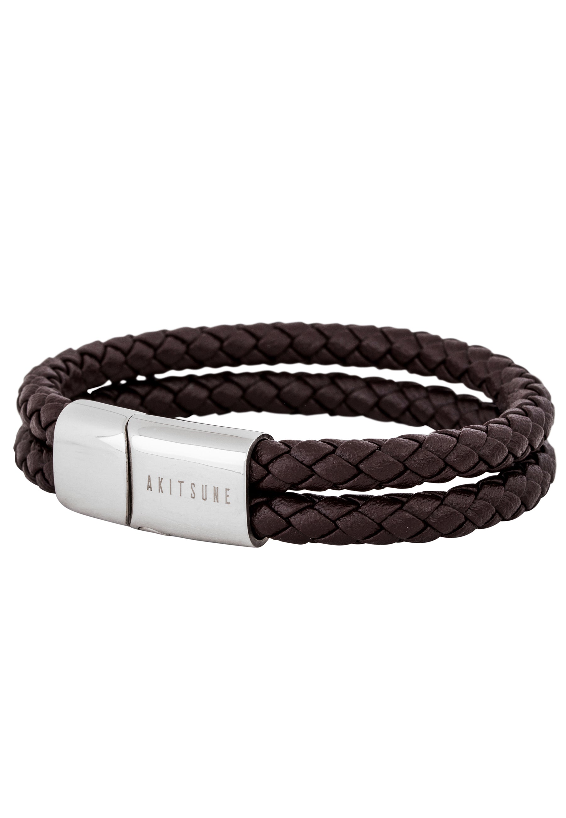 Akitsune-Simplicitas-Leather-Bracelet-Silver-Brown-Side