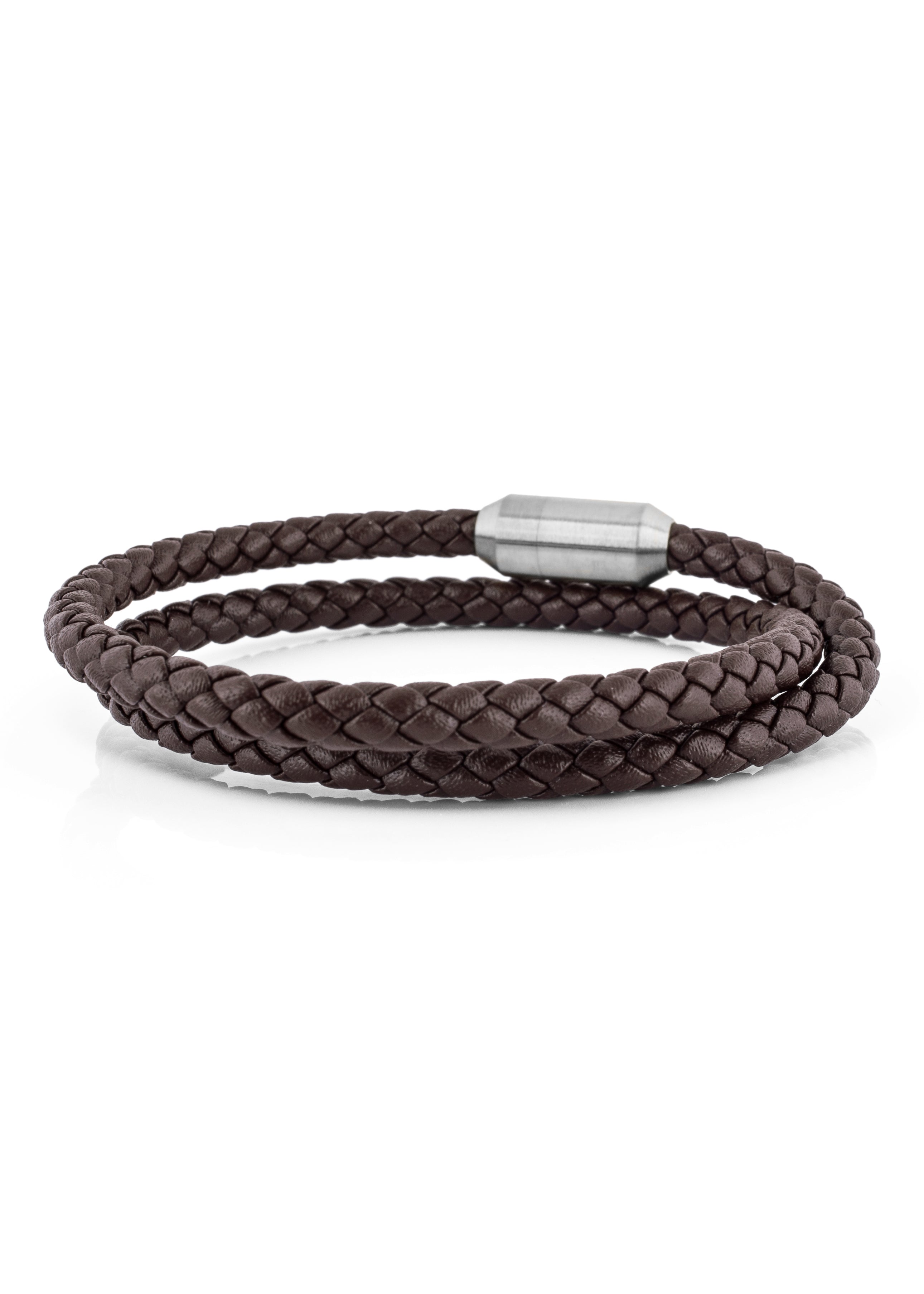 Akitsune-Suprema-Leather-Bracelet-Silver-Brown-4