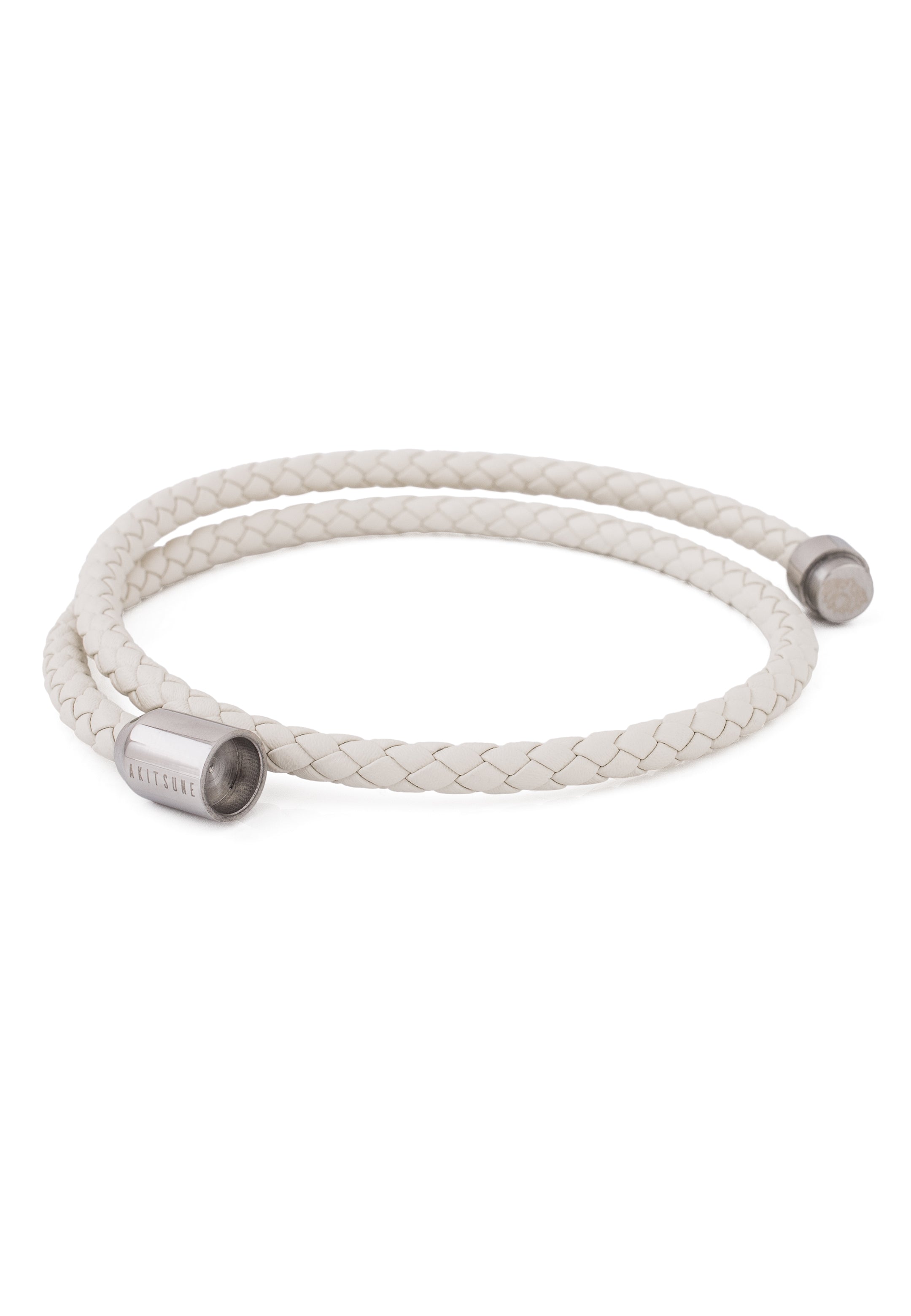 Akitsune-Suprema-Leather-Bracelet-Silver-White-1