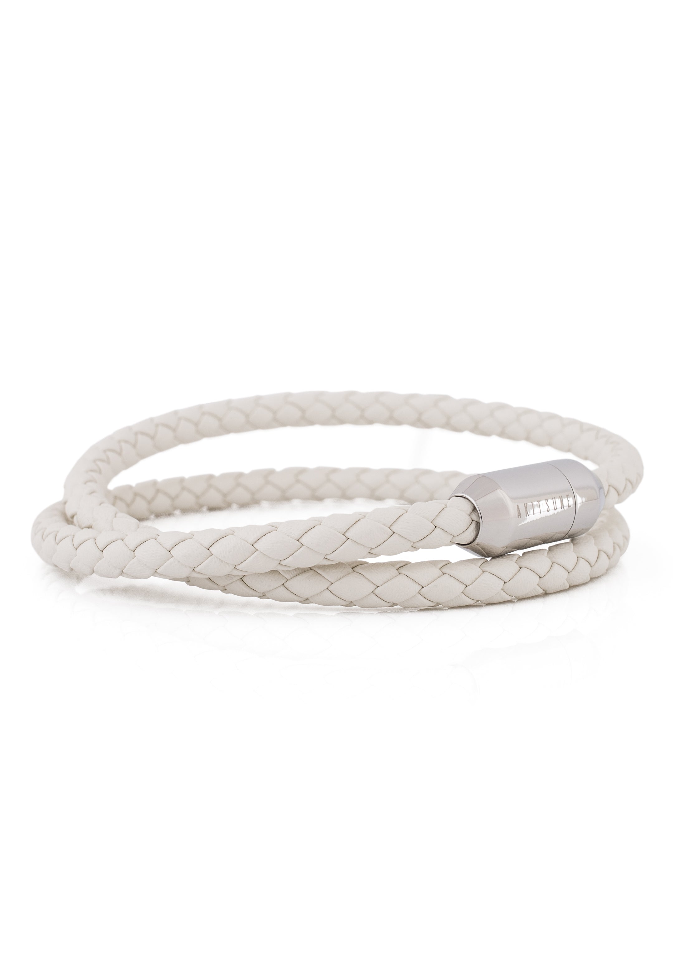 Akitsune-Suprema-Leather-Bracelet-Silver-White-7