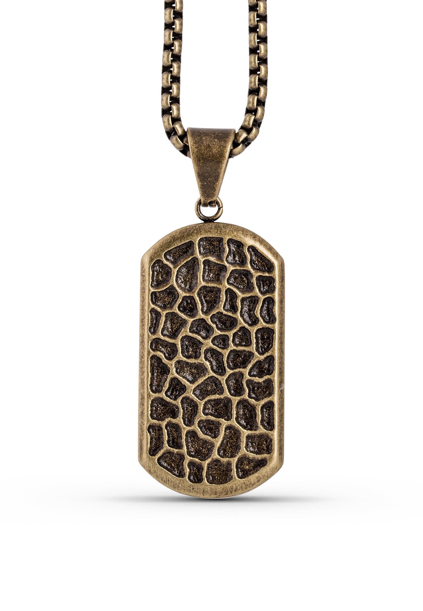 Akitsune-Terra-Pendant-Necklace-Brass-Chain-Earth-Hammered-Mens-Style