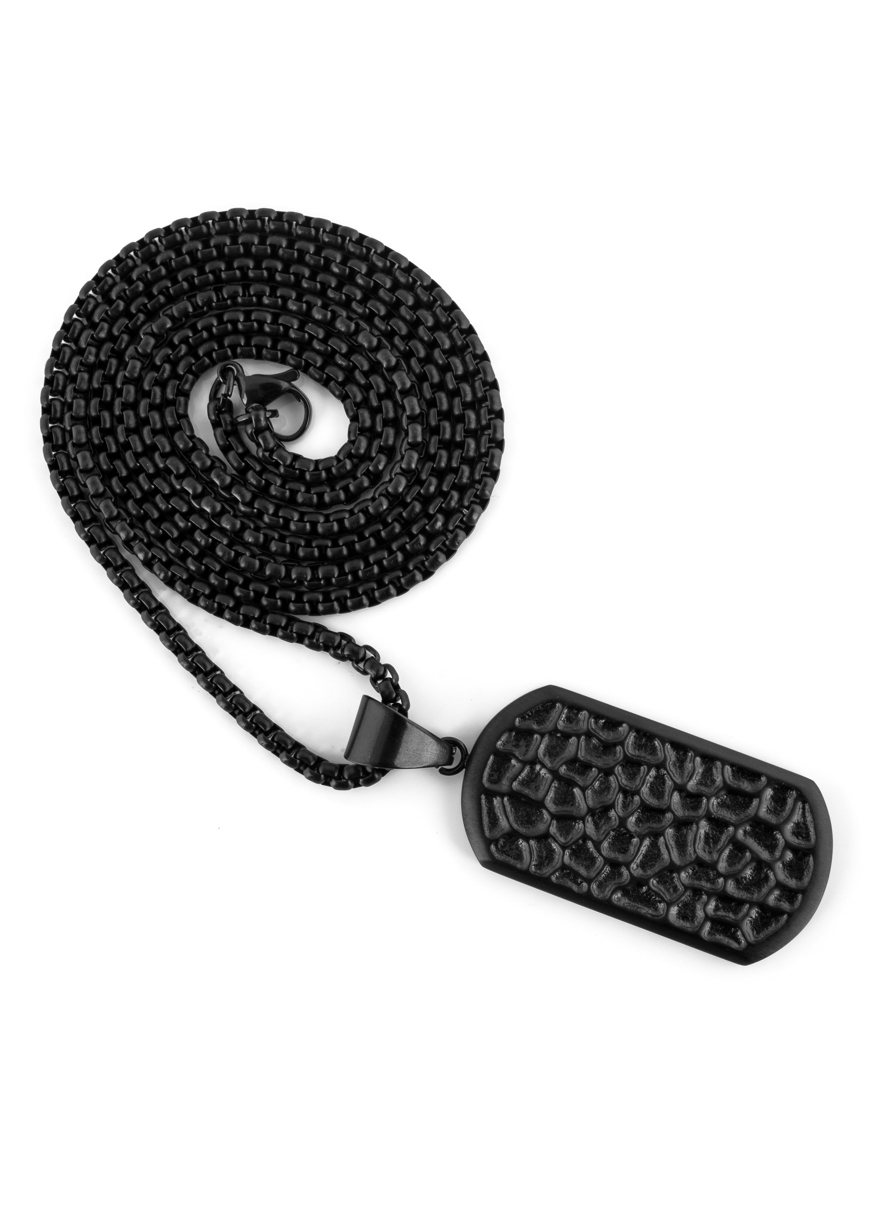 Akitsune-Terra-Pendant-Necklace-Matte-Black-Chain-Earth-Hammered-Full-2