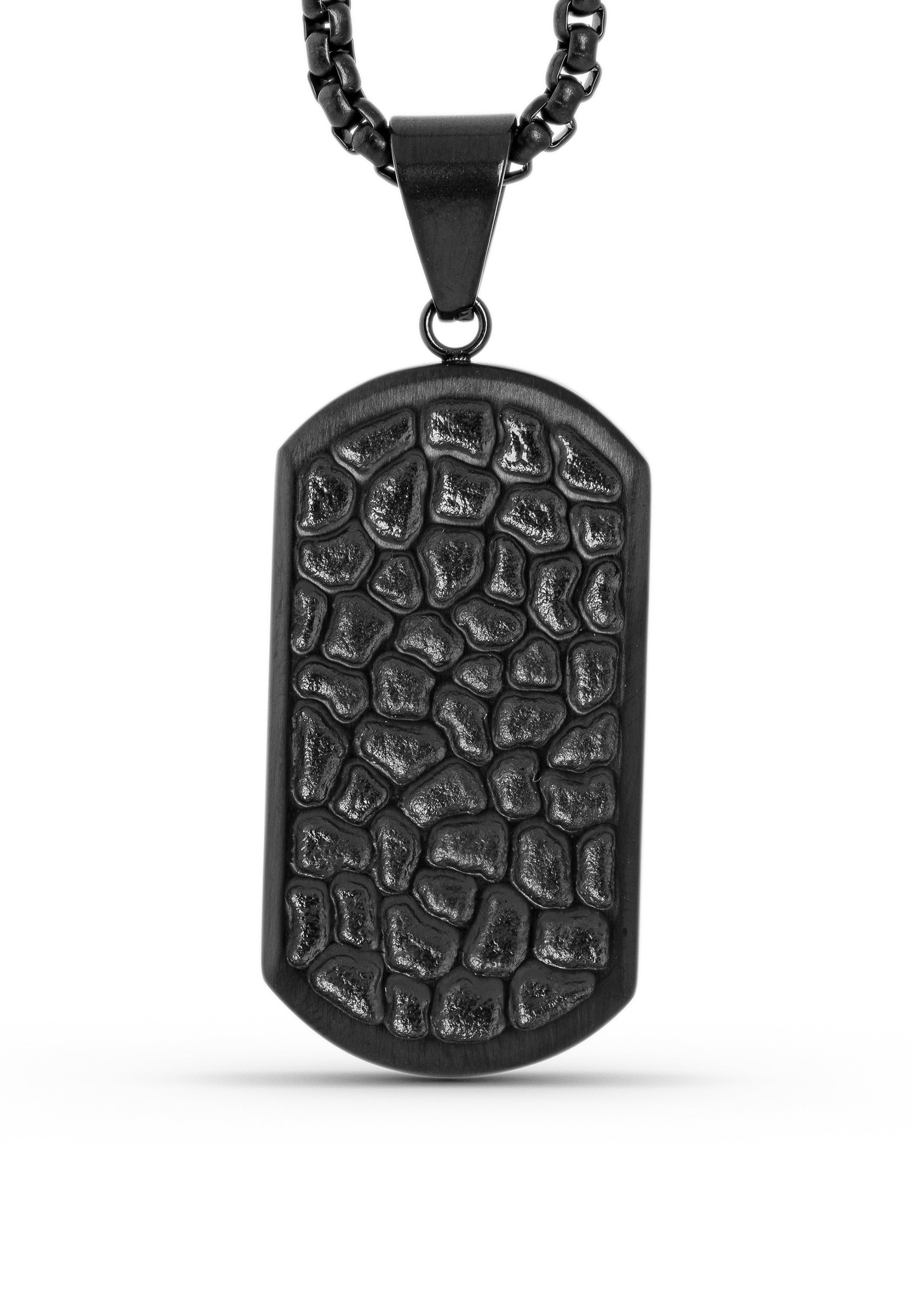 Akitsune-Terra-Pendant-Necklace-Matte-Black-Chain-Earth-Hammered-Mens-Style