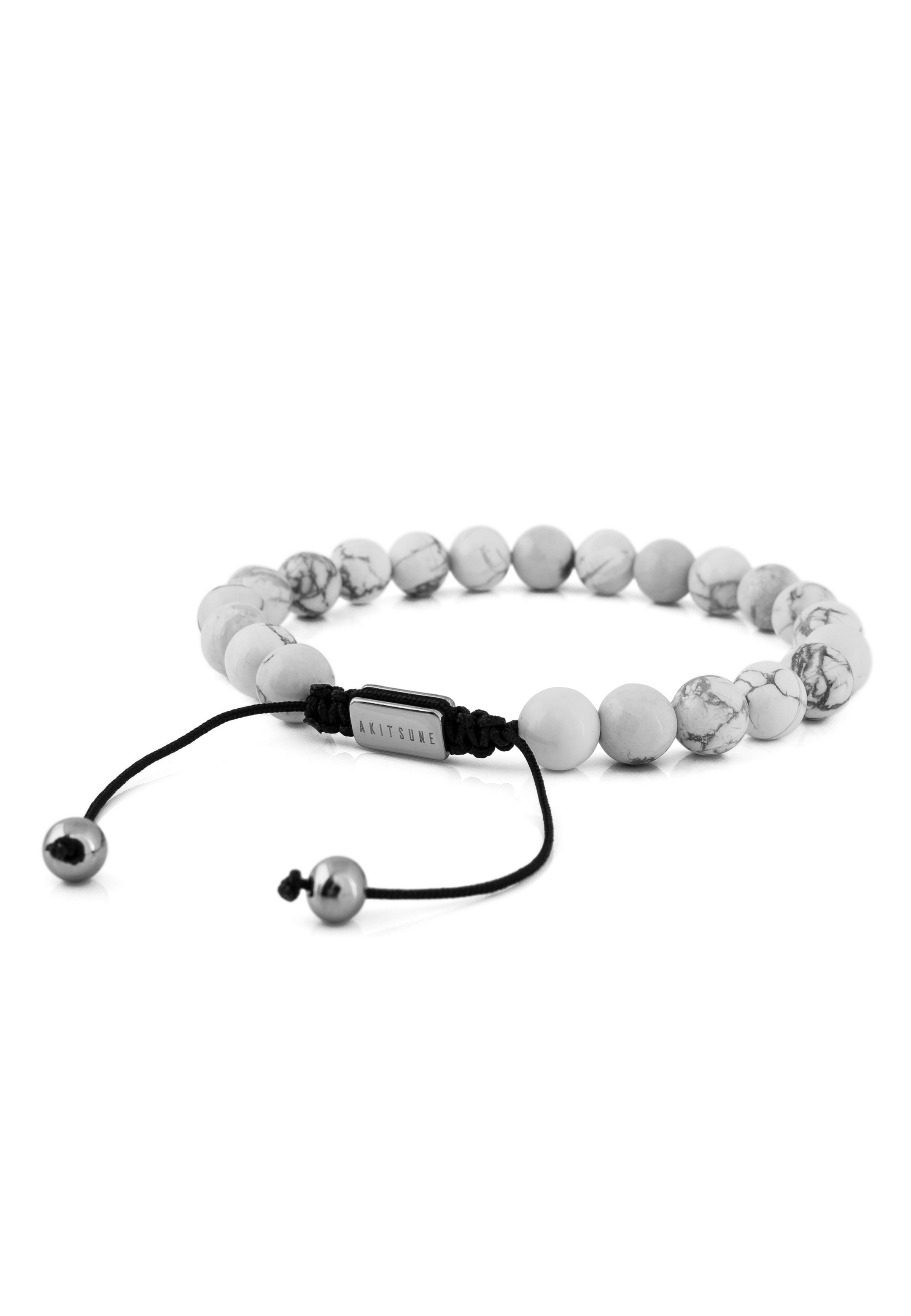 Akitsune-Venatio-Beaded-Bracelet-Silver-Howlite-White-6