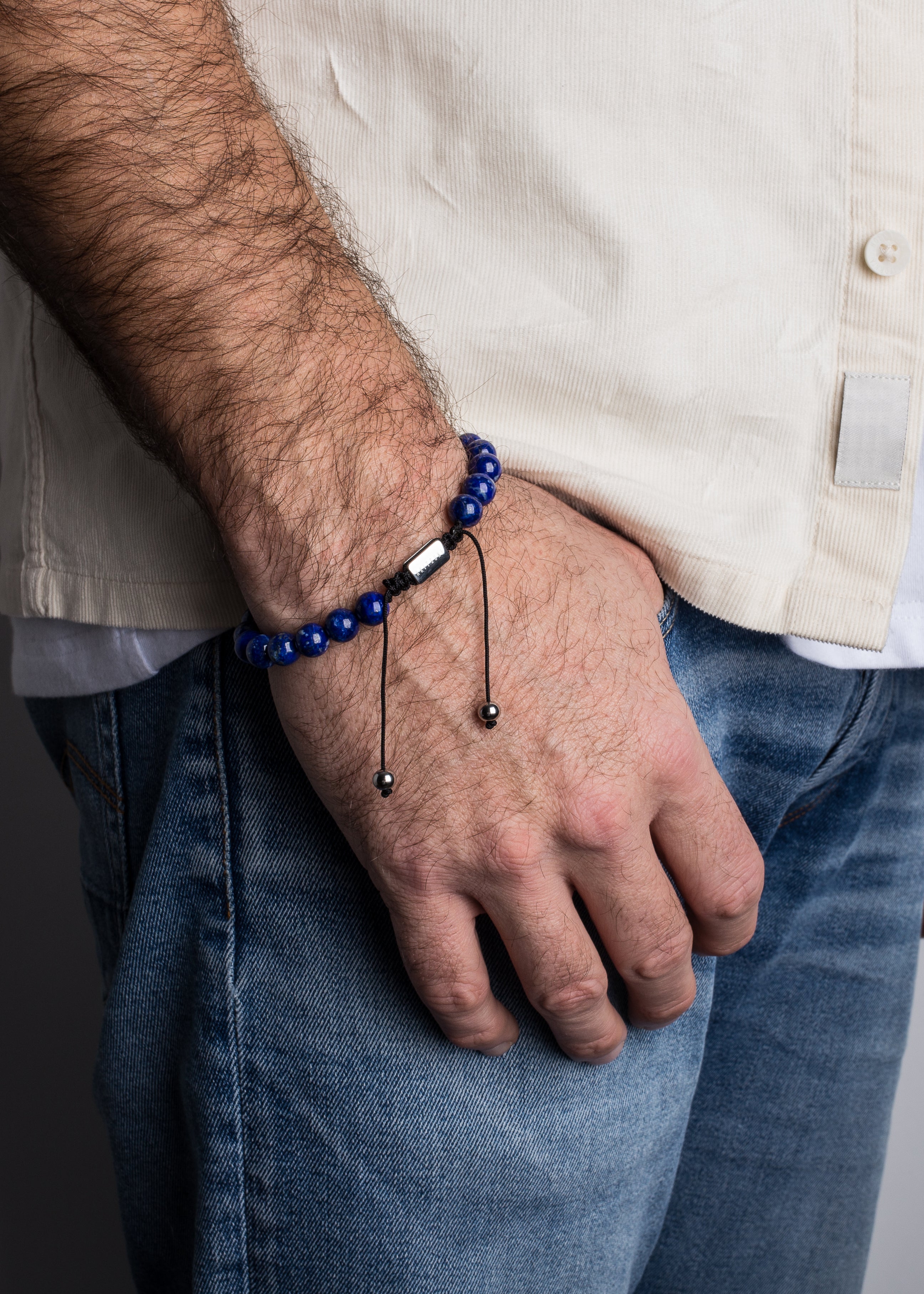 Akitsune-Venatio-Beaded-Bracelet-Silver-Lapis-Blue-7