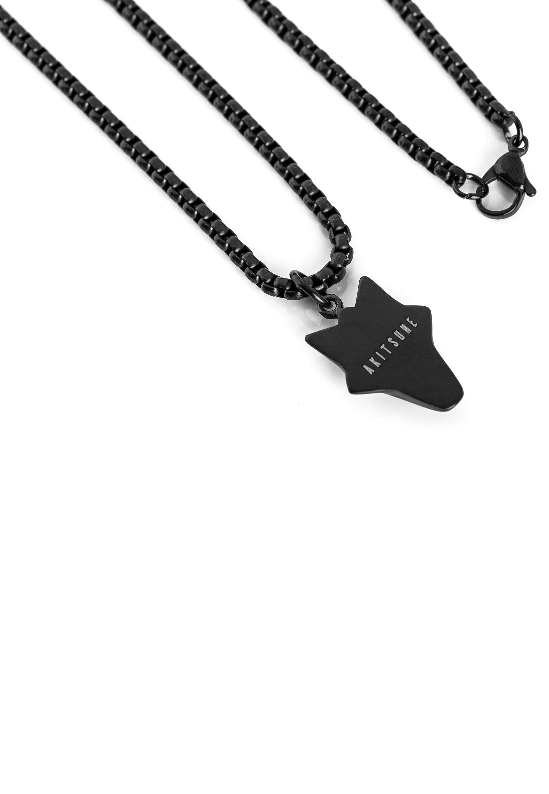Akitsune-Vulpes-Pendant-Necklace-Matte-Black-Chain-Fox-Mens-Style-Back
