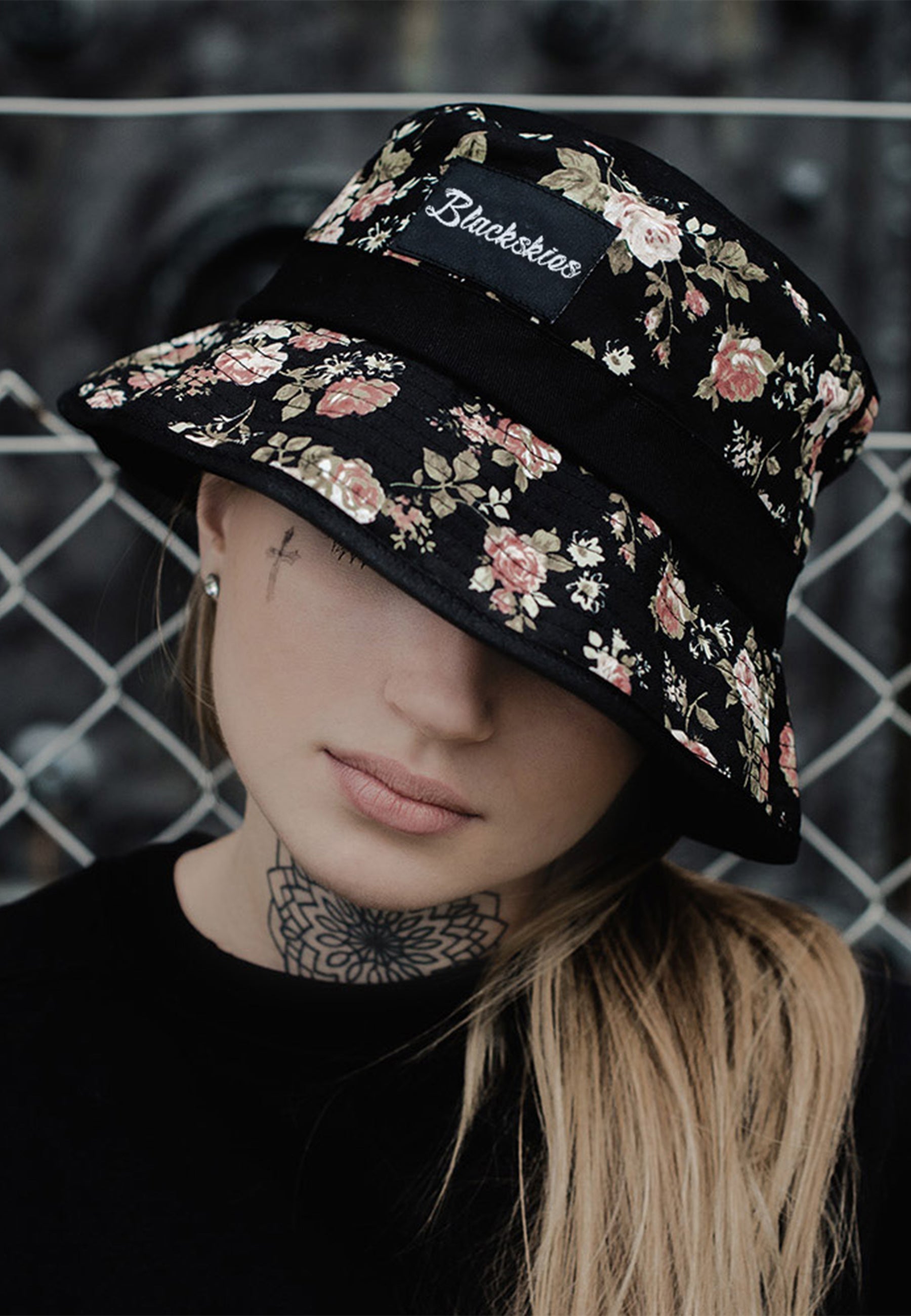 Blackskies Black Beauty Bucket Hat Fisher Floral Rose Top Tattoo