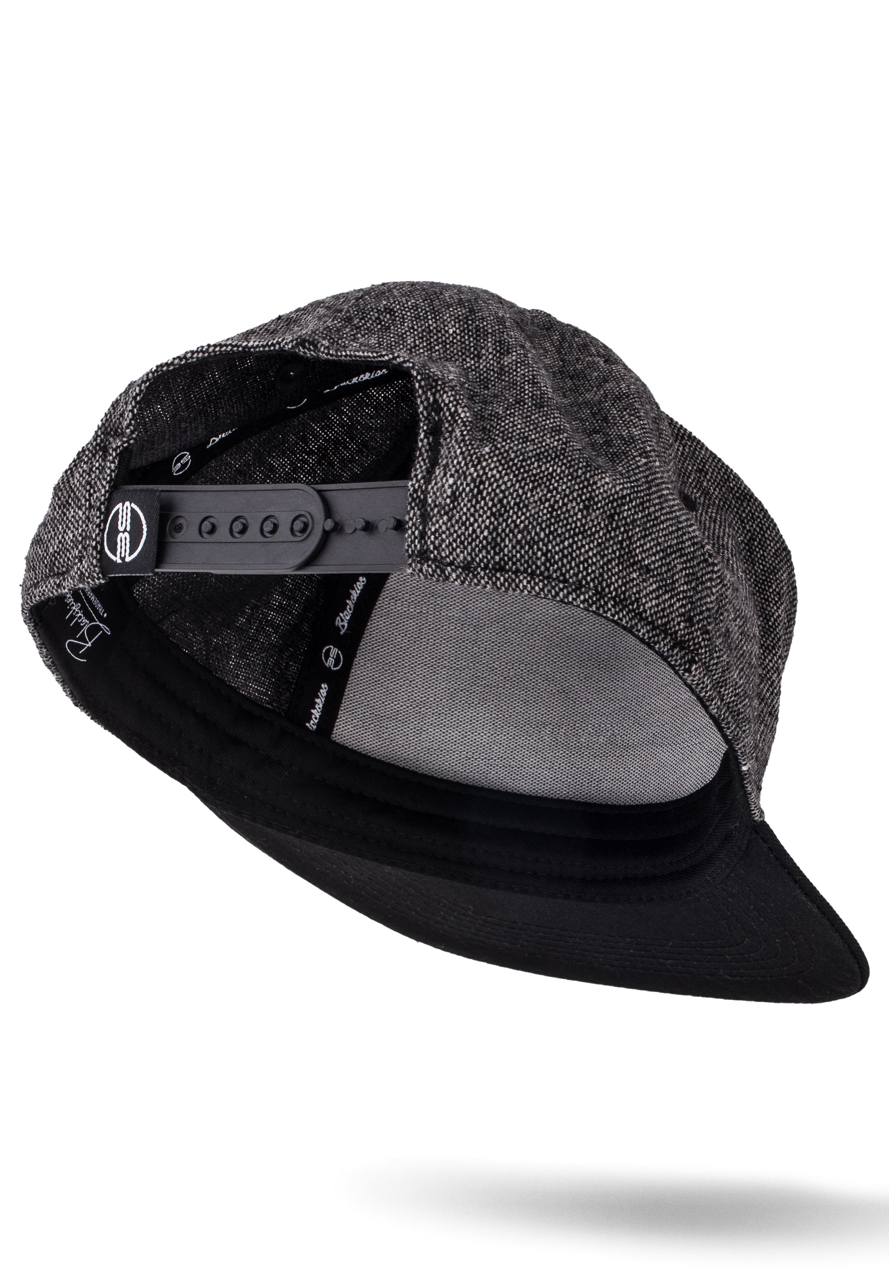 Blackskies-Anubis-Snapback-Cap-Schwarz-Tweed-Baseball-Hat-Back-Fly