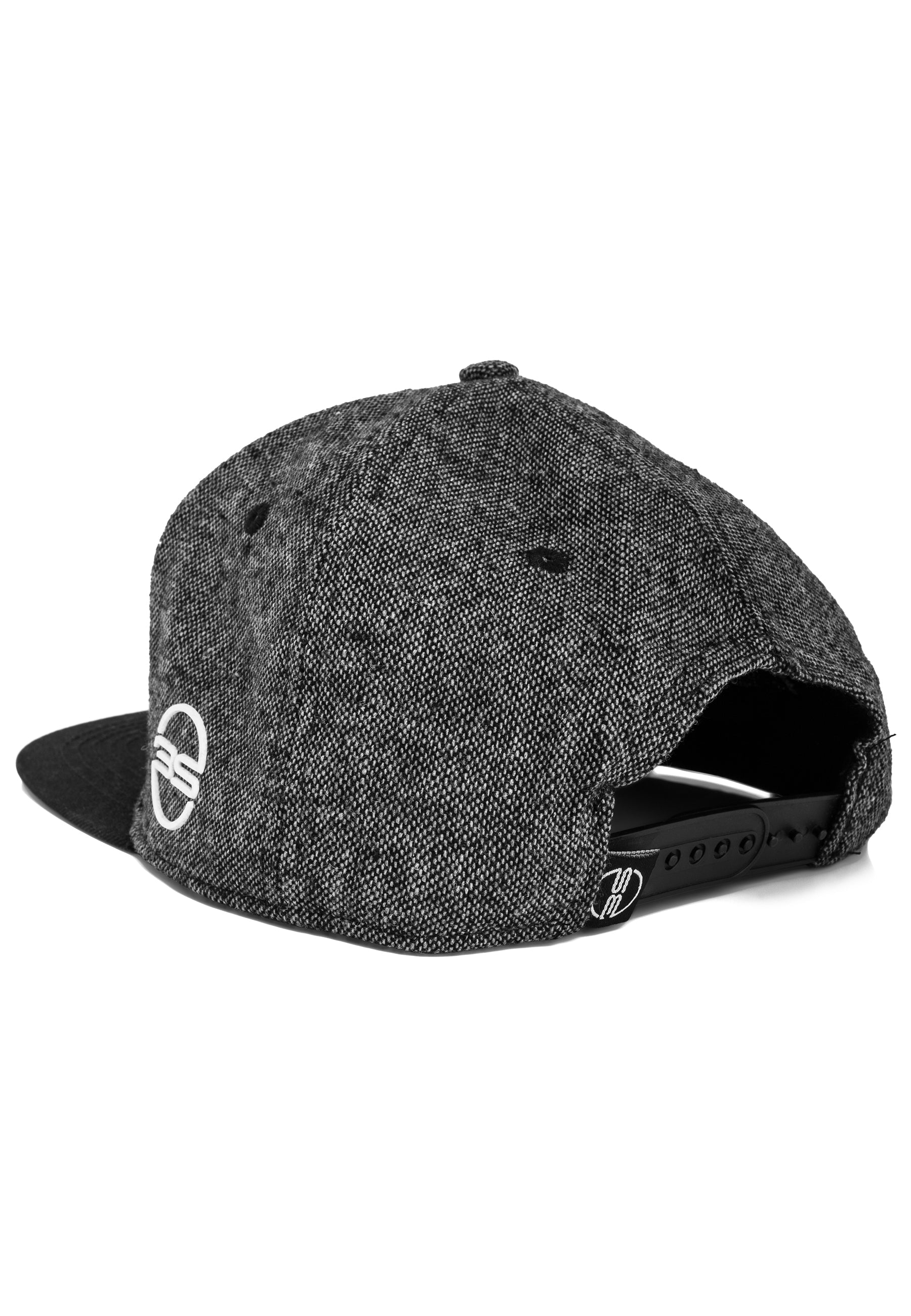 Blackskies-Anubis-Snapback-Cap-Schwarz-Tweed-Baseball-Hat-Back-Side