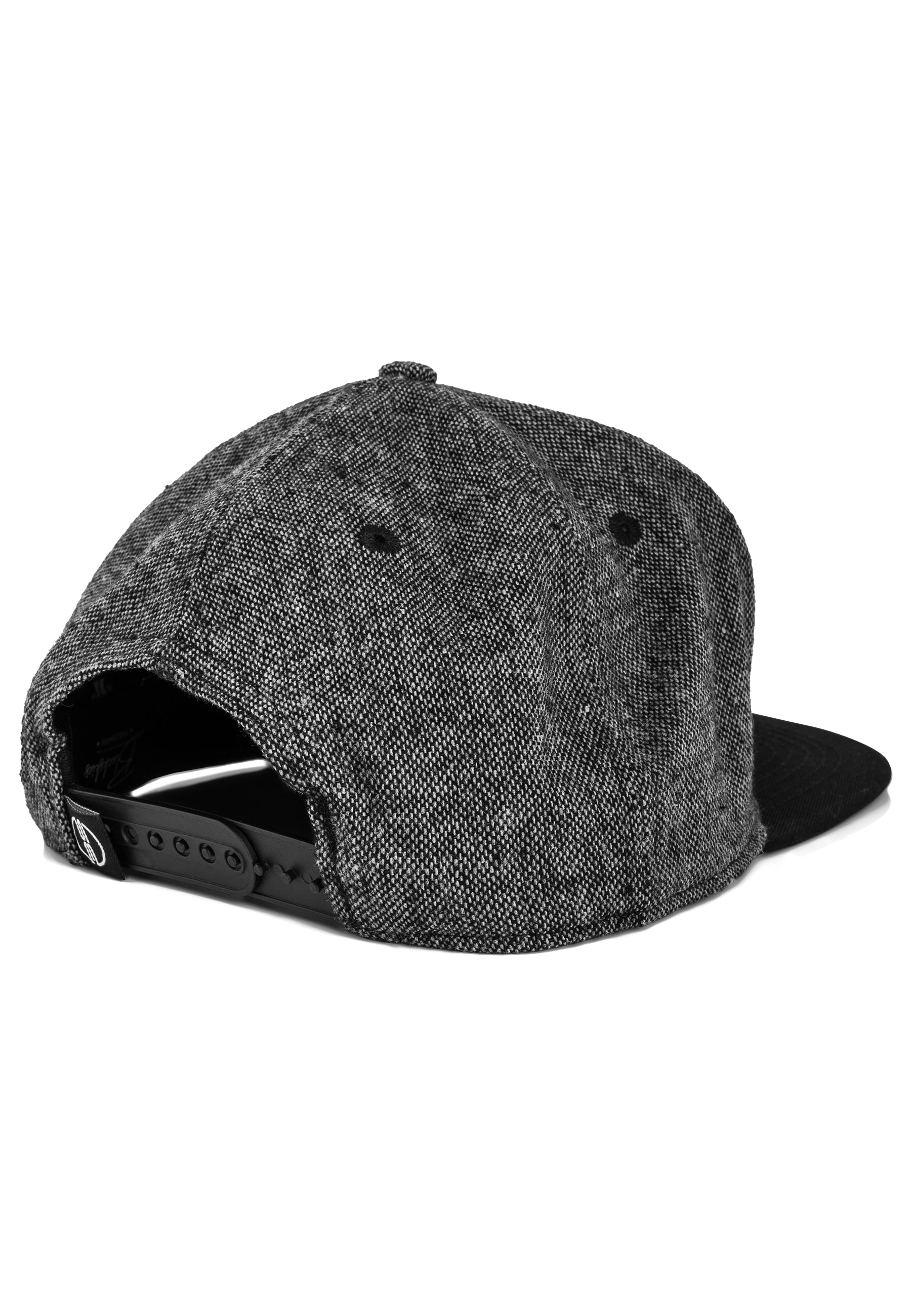 Blackskies-Anubis-Snapback-Cap-Schwarz-Tweed-Baseball-Hat-Back-Snap