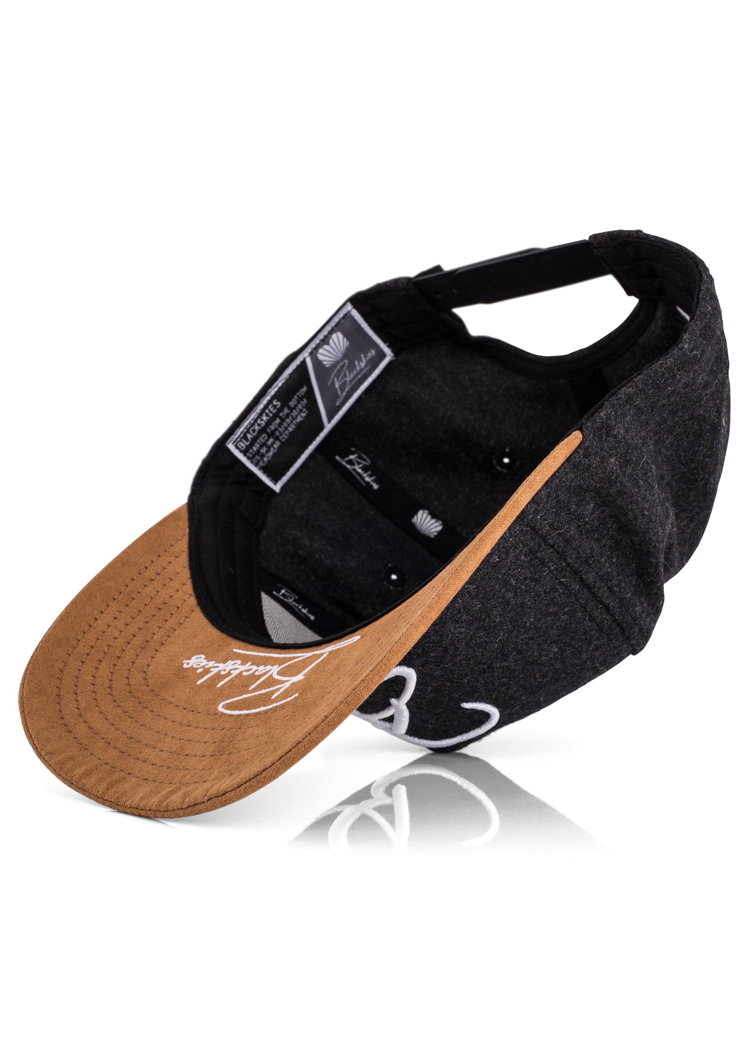 Blackskies-B-Script-Flannel-Snapback-Cap-Charcoal-Premium-Hat-1