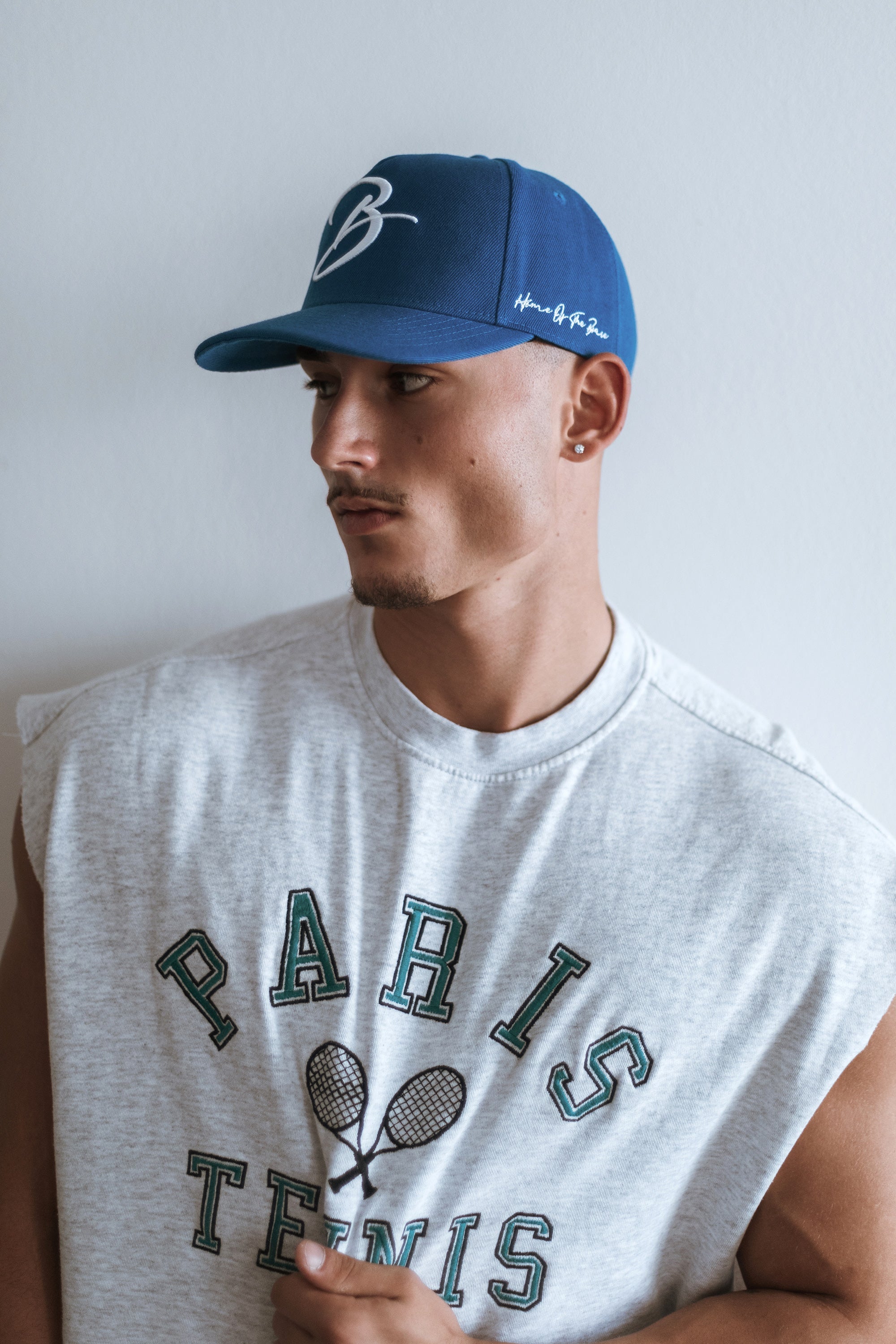 Blackskies-B-Script-Snapback-Cap-Blue-Premium-Hat-Model-2