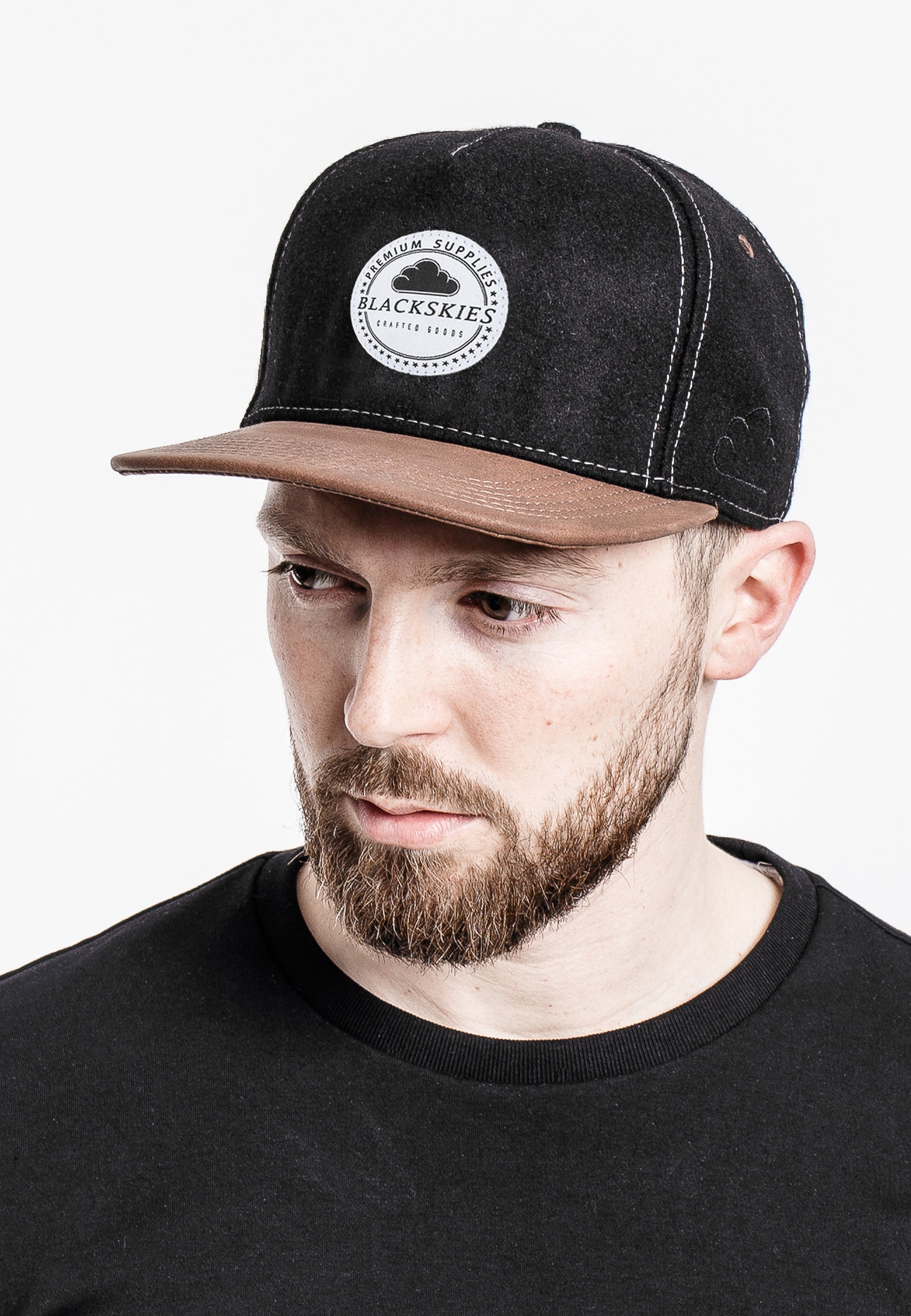 Blackskies-Behemoth-Snapback-Cap-Baseball-Hat-Black-Nubuck-Model