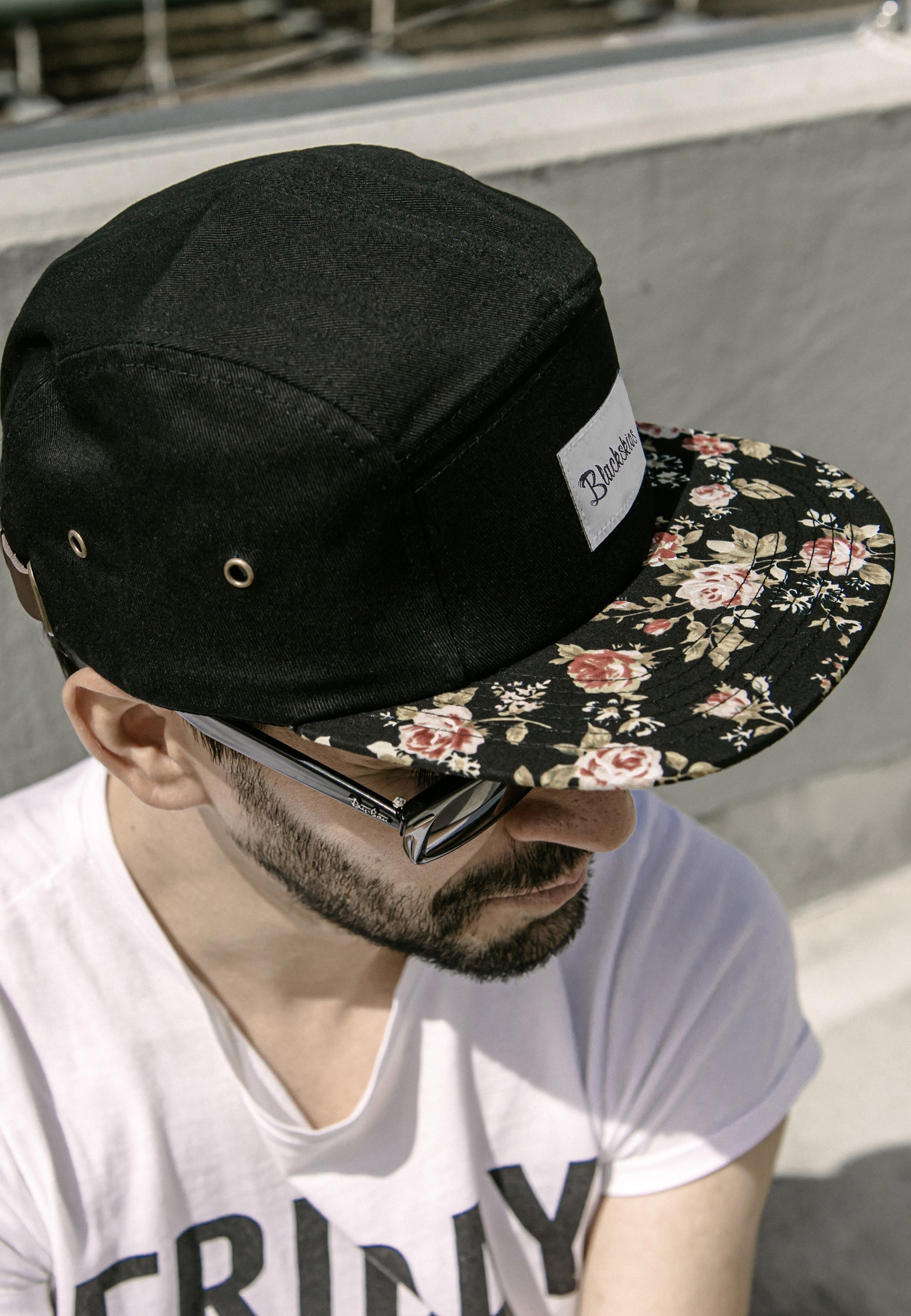 Blackskies-Black-Beauty-5-Panel-Cap-Rose-Five-Hat-Baseball-Flat-Floral