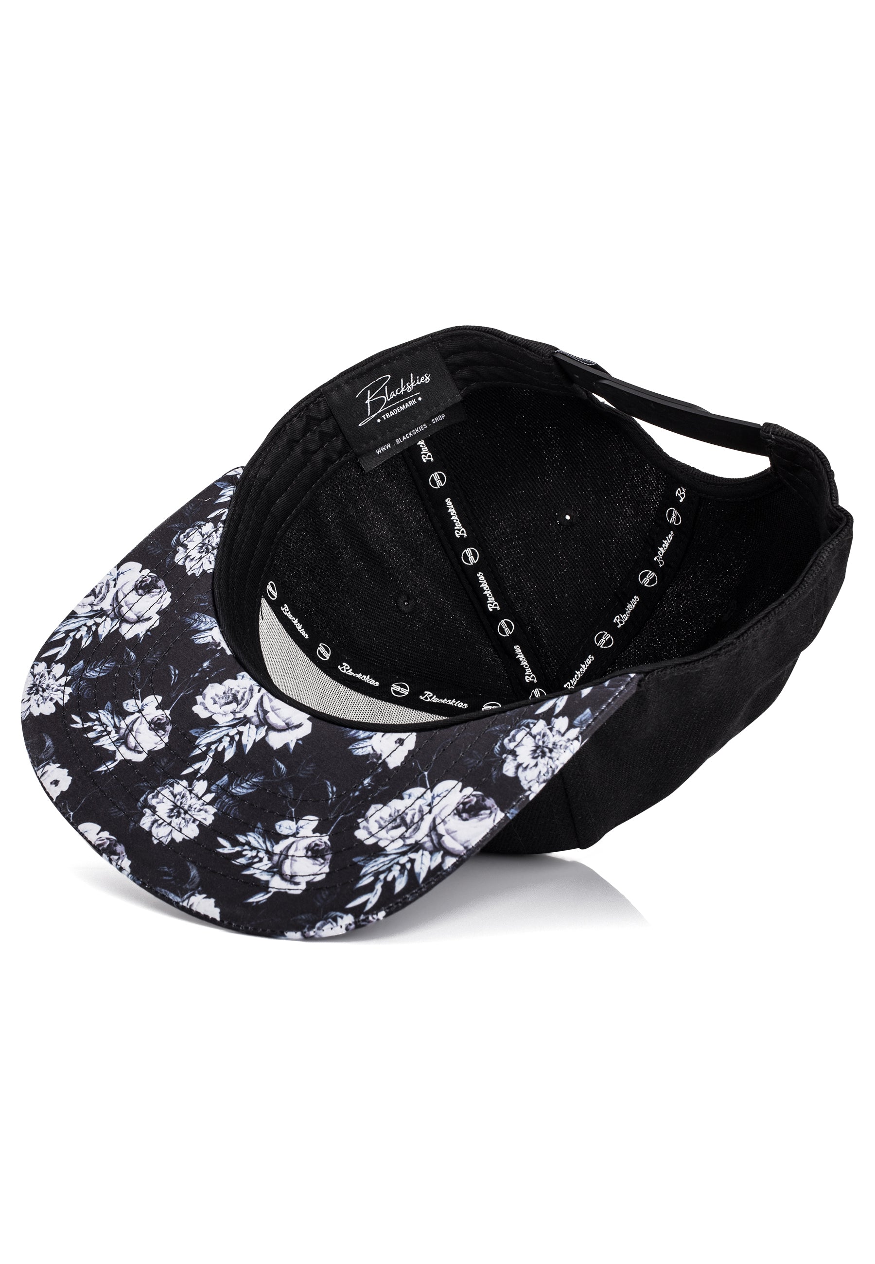 Blackskies-Black-Beauty-Floral-Snapback-Cap-Hat-White-Floral-Visor