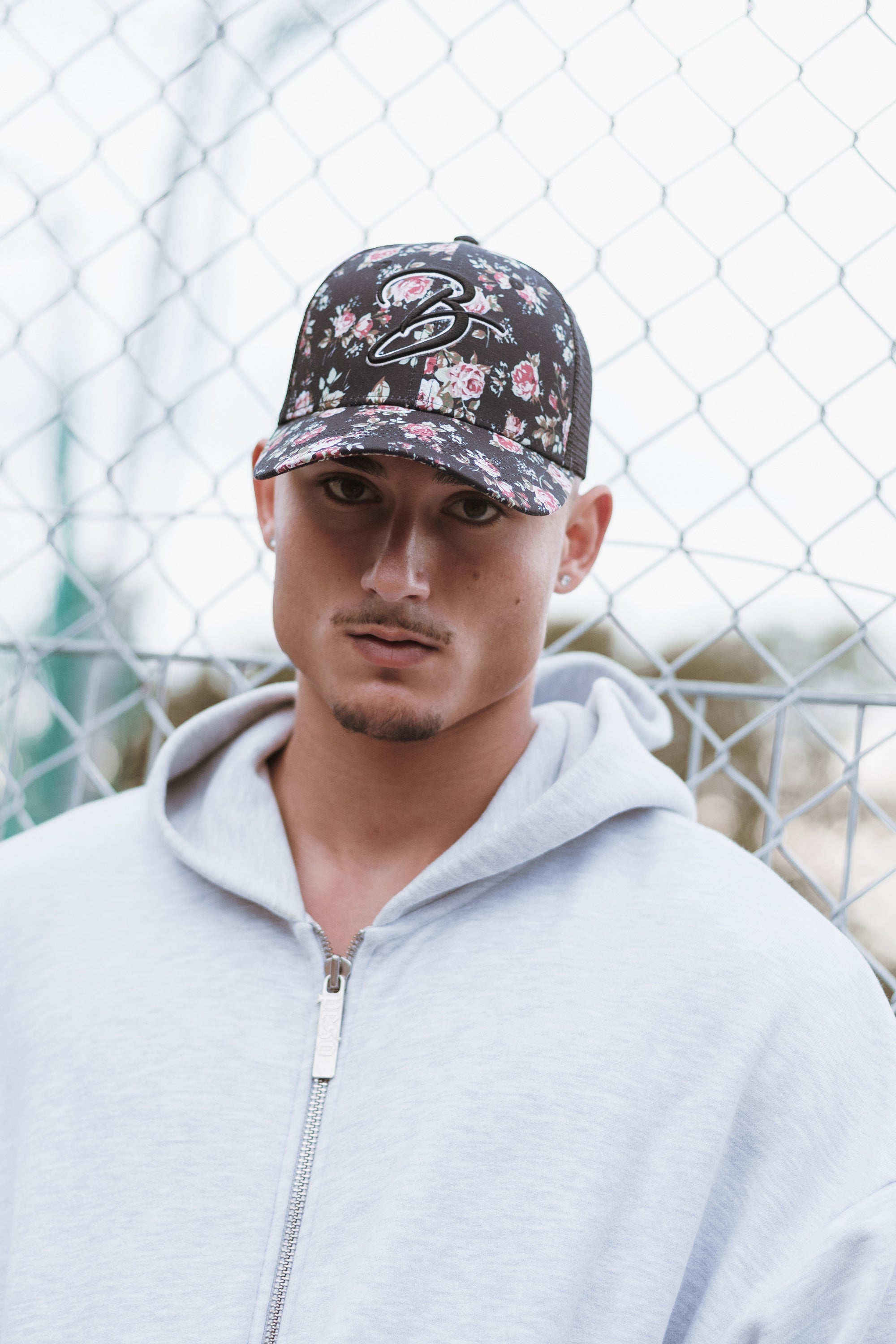 Blackskies-Black-Beauty-Trucker-Cap-Floral-Rose-Model-3