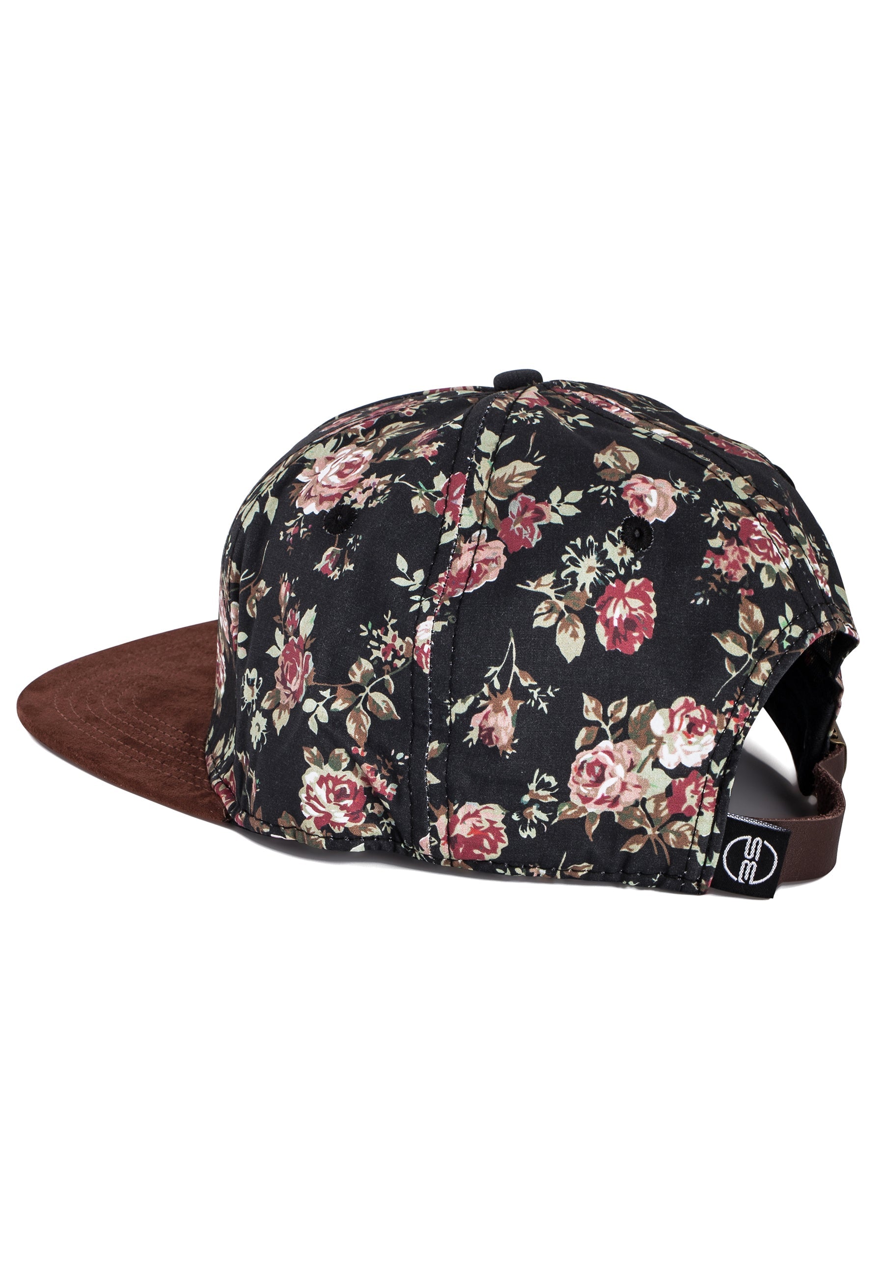 Blackskies-Black-Beauty-Vol-III-Snapback-Cap-Floral-Rose-Strapback-Brown-Suede-Back-Side