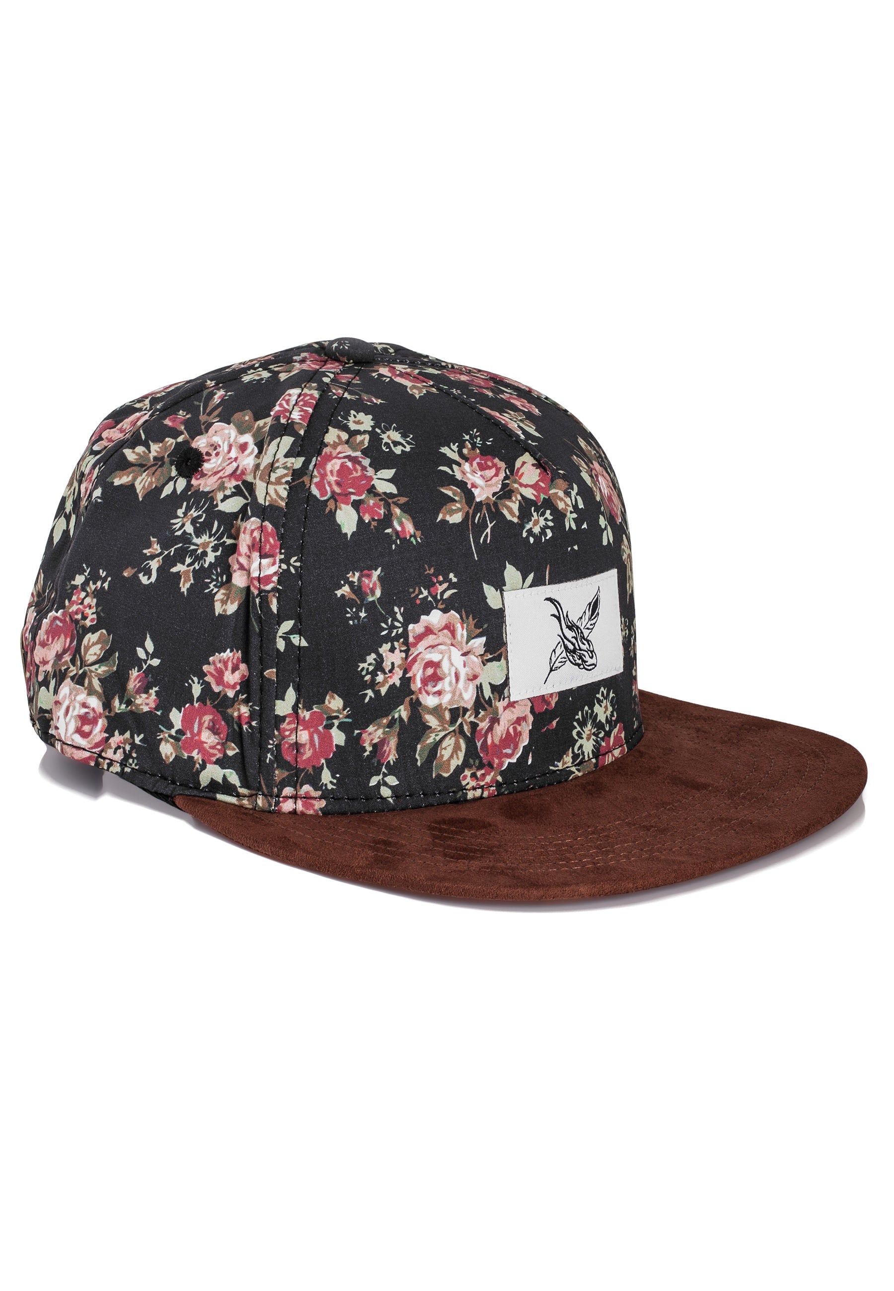 Blackskies-Black-Beauty-Vol-III-Snapback-Cap-Floral-Rose-Strapback-Brown-Suede