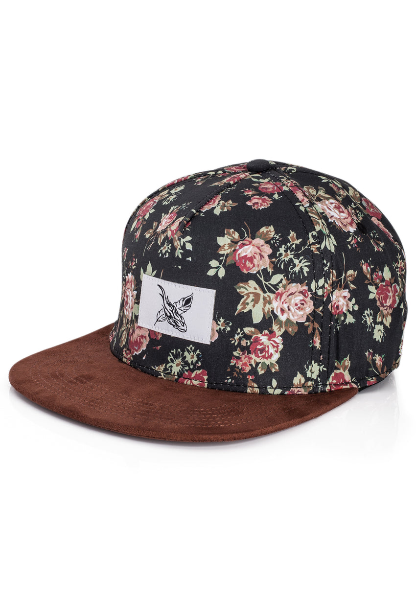 Blackskies-Black-Beauty-Vol-III-Snapback-Cap-Floral-Rose-Strapback-Brown