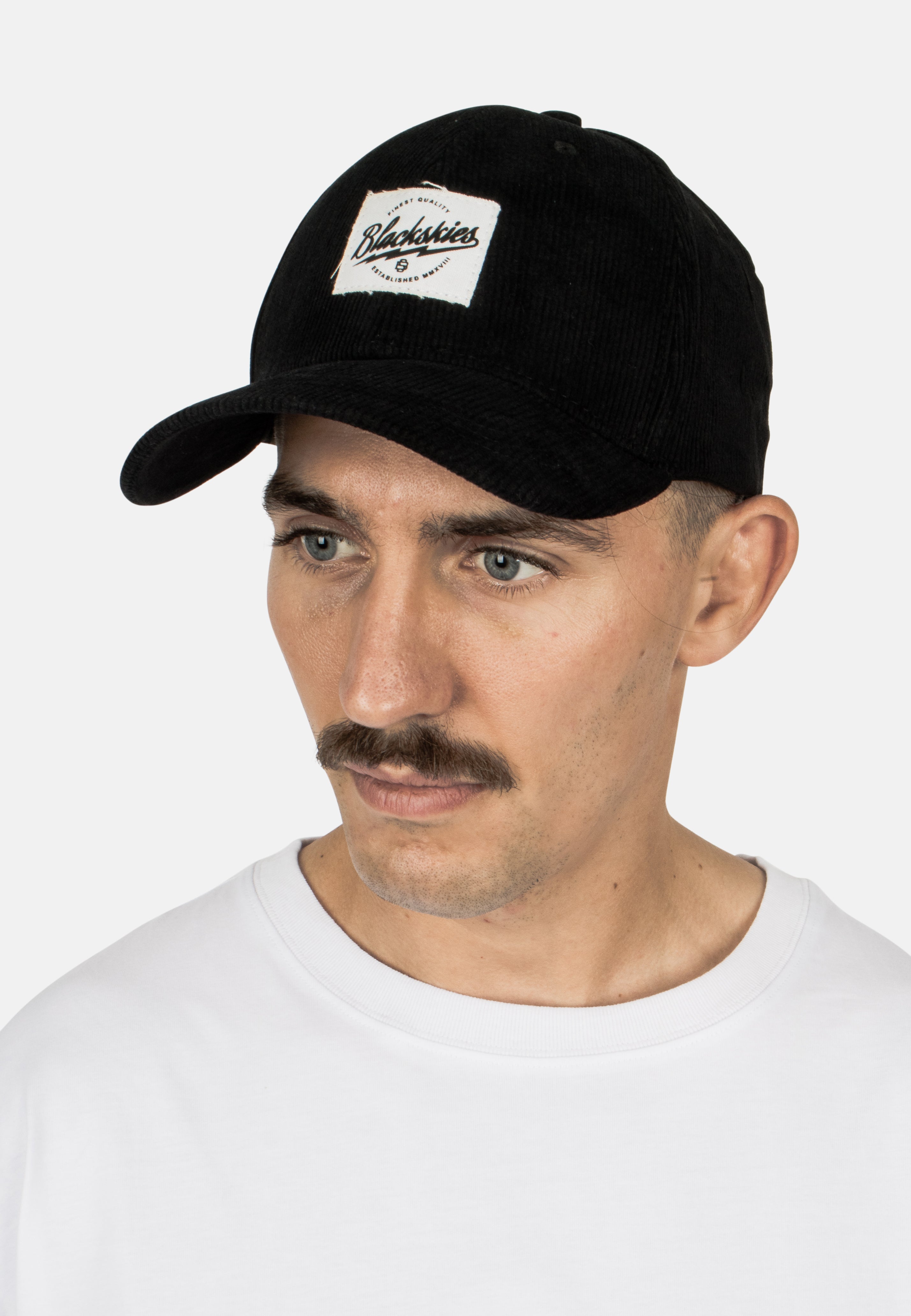 Blackskies-Cord-Baseball-Cap-Ebony-Model-Side