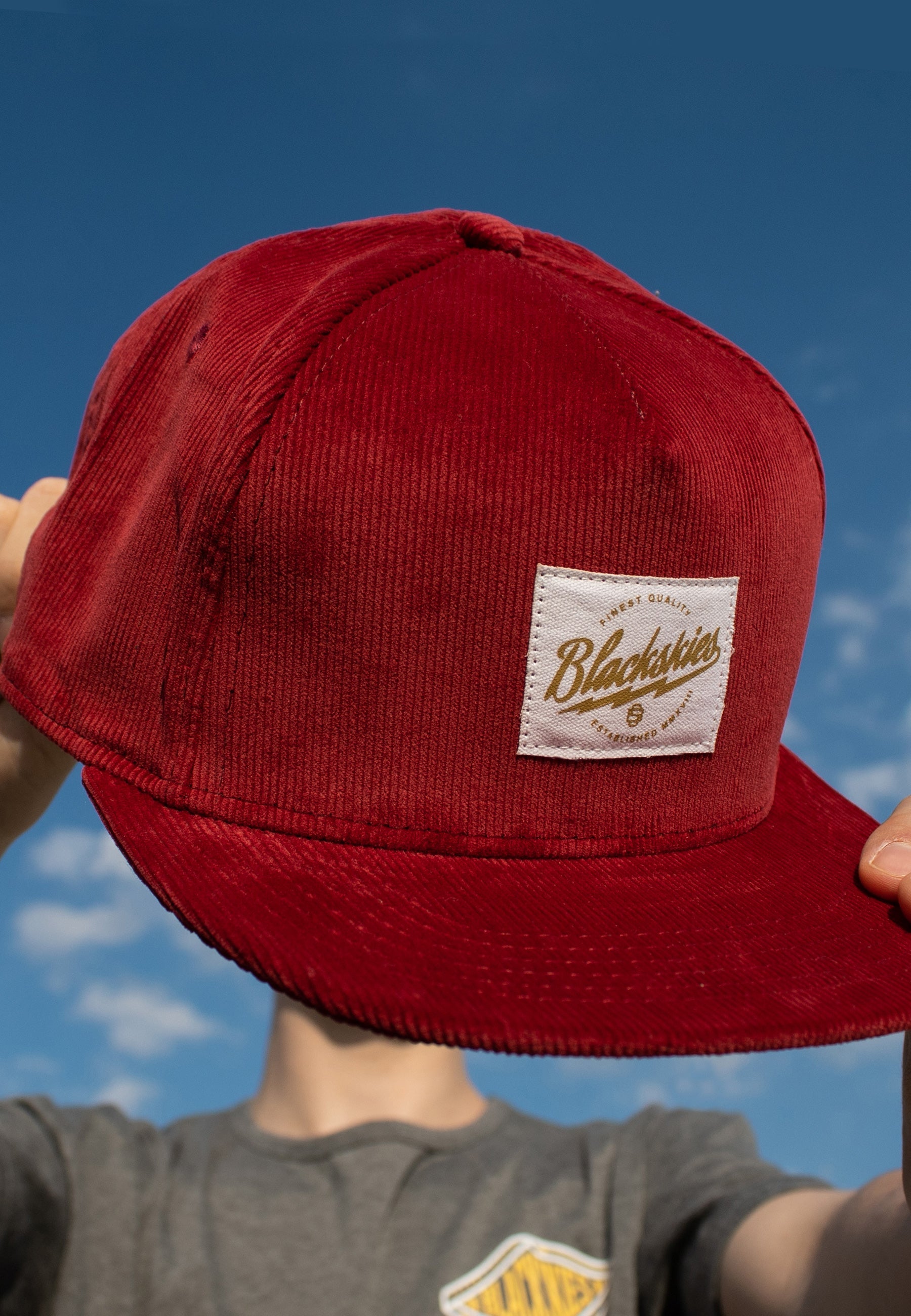 Blackskies-Crimson-Snapback-Cap-Red-Cord-Baseball-Hat-with-Patch