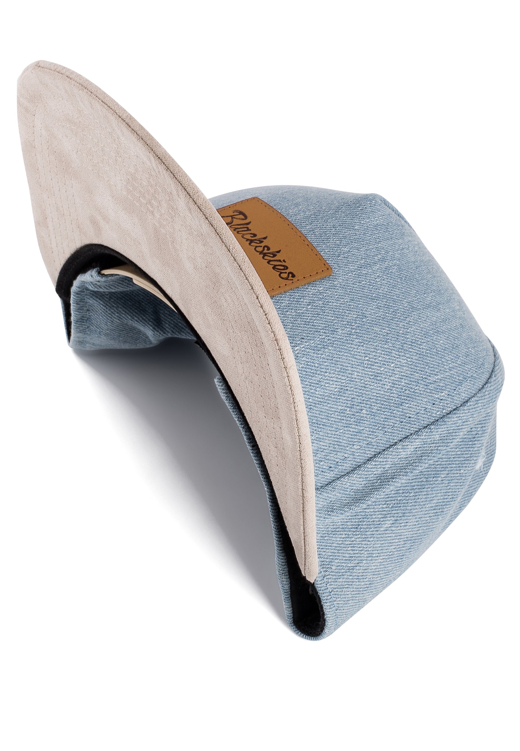 Blackskies-Denim-Beast-Snapback-Cap-Blue-Beige-Jeans-Baseball-Cap-Basecap-Suede-Brim-Bottom