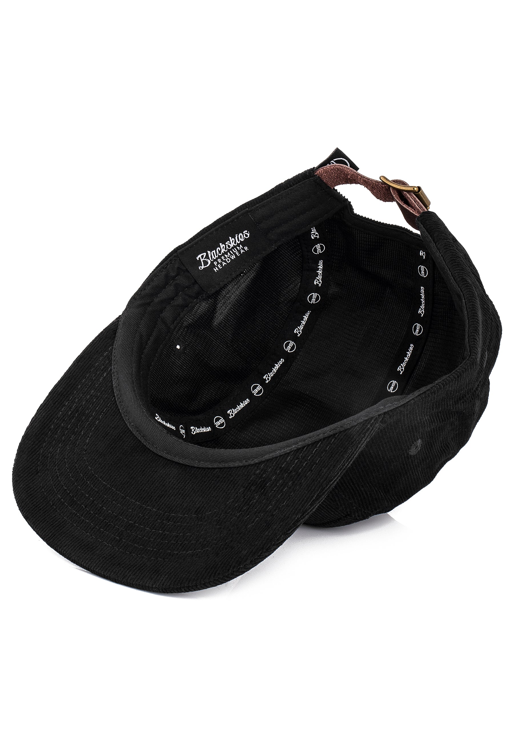 Blackskies-Ebony-5-Panel-Cap-Black-Cord-Hat-Strap-Baseball-Camp-Surf-Flat-Brim