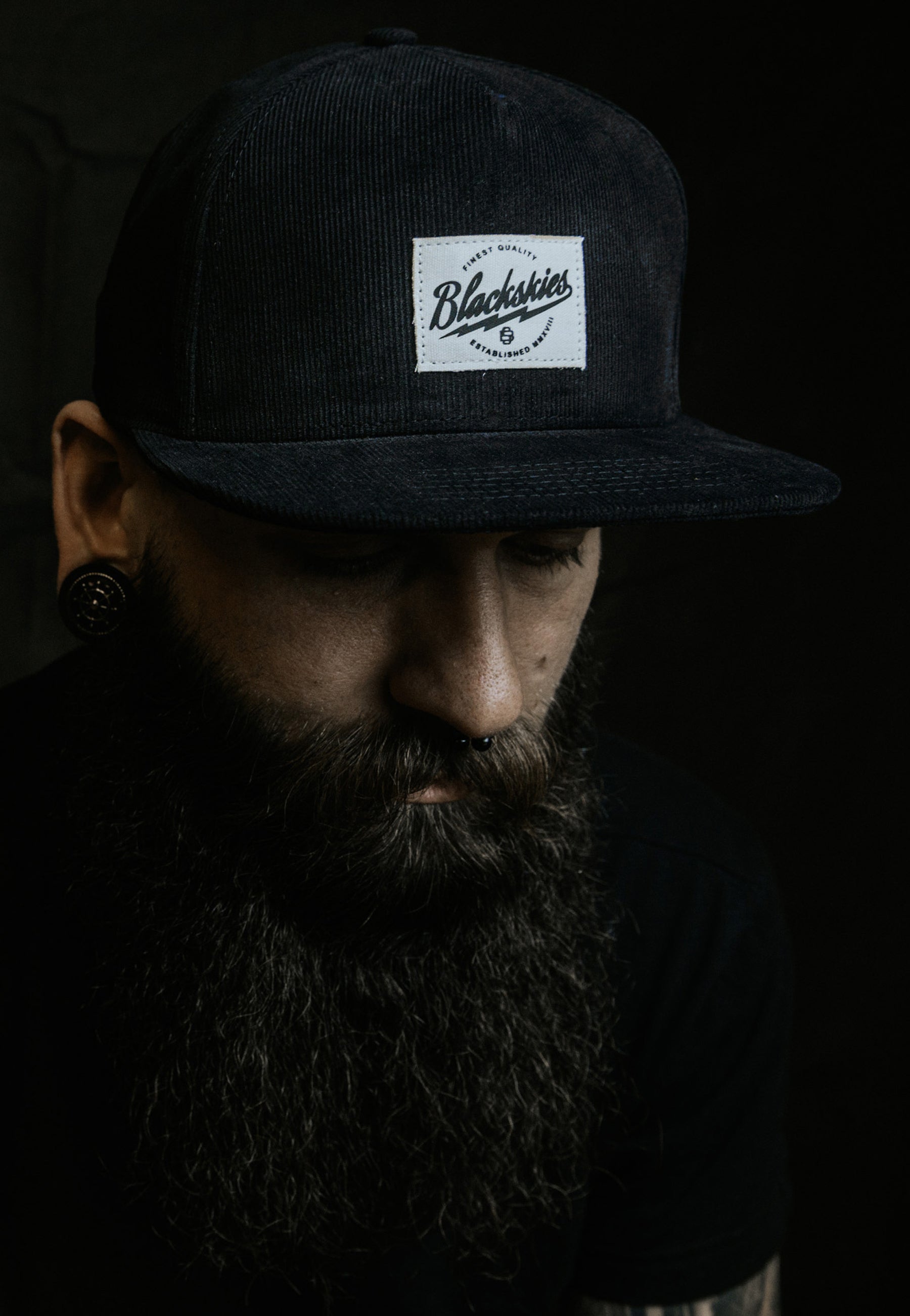 Blackskies-Ebony-Snapback-Cap-Black-Cord-Hat-Model-2