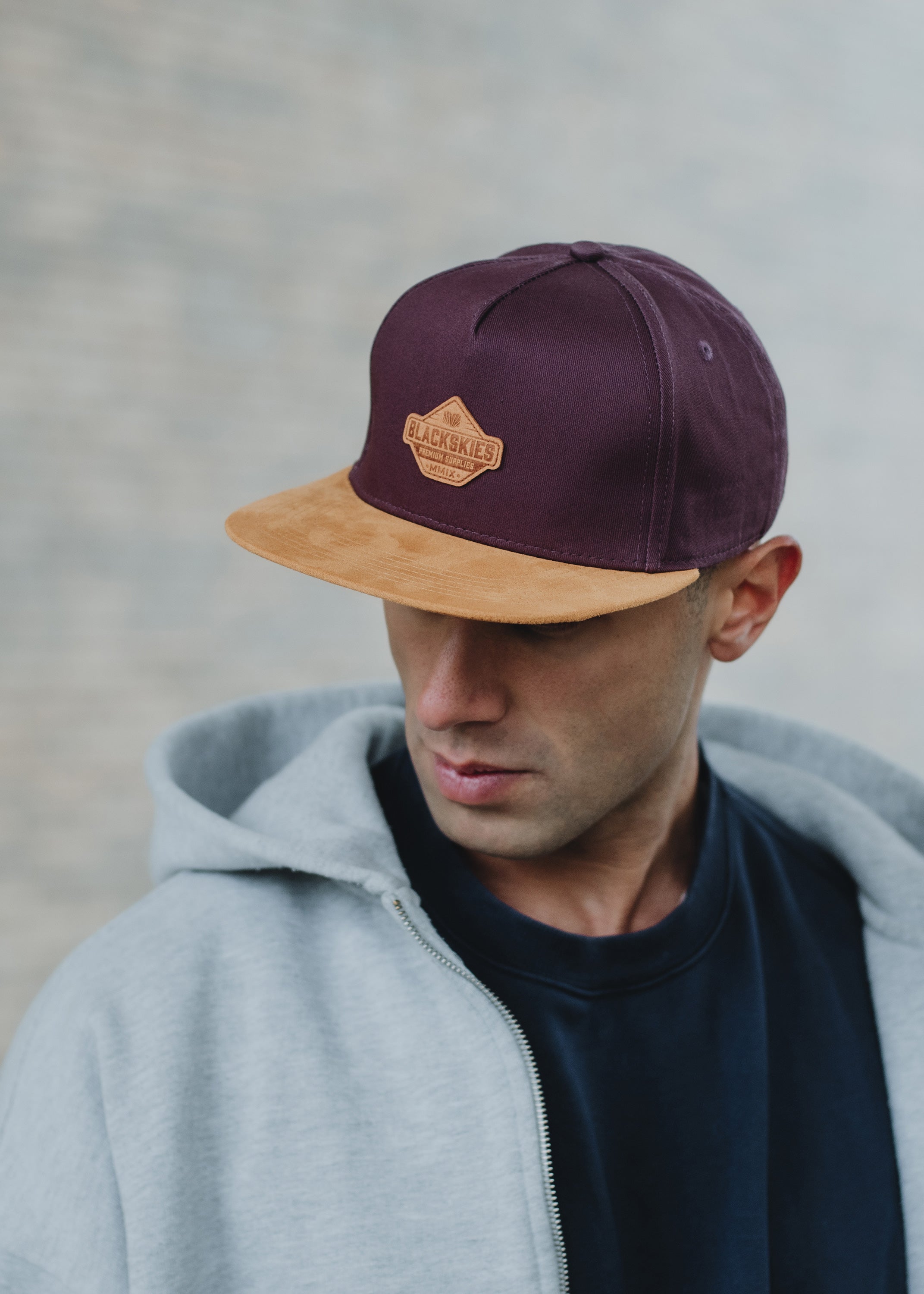 Blackskies-Essentials-Snapback-Cap-Grape-Brown-Brown-Model