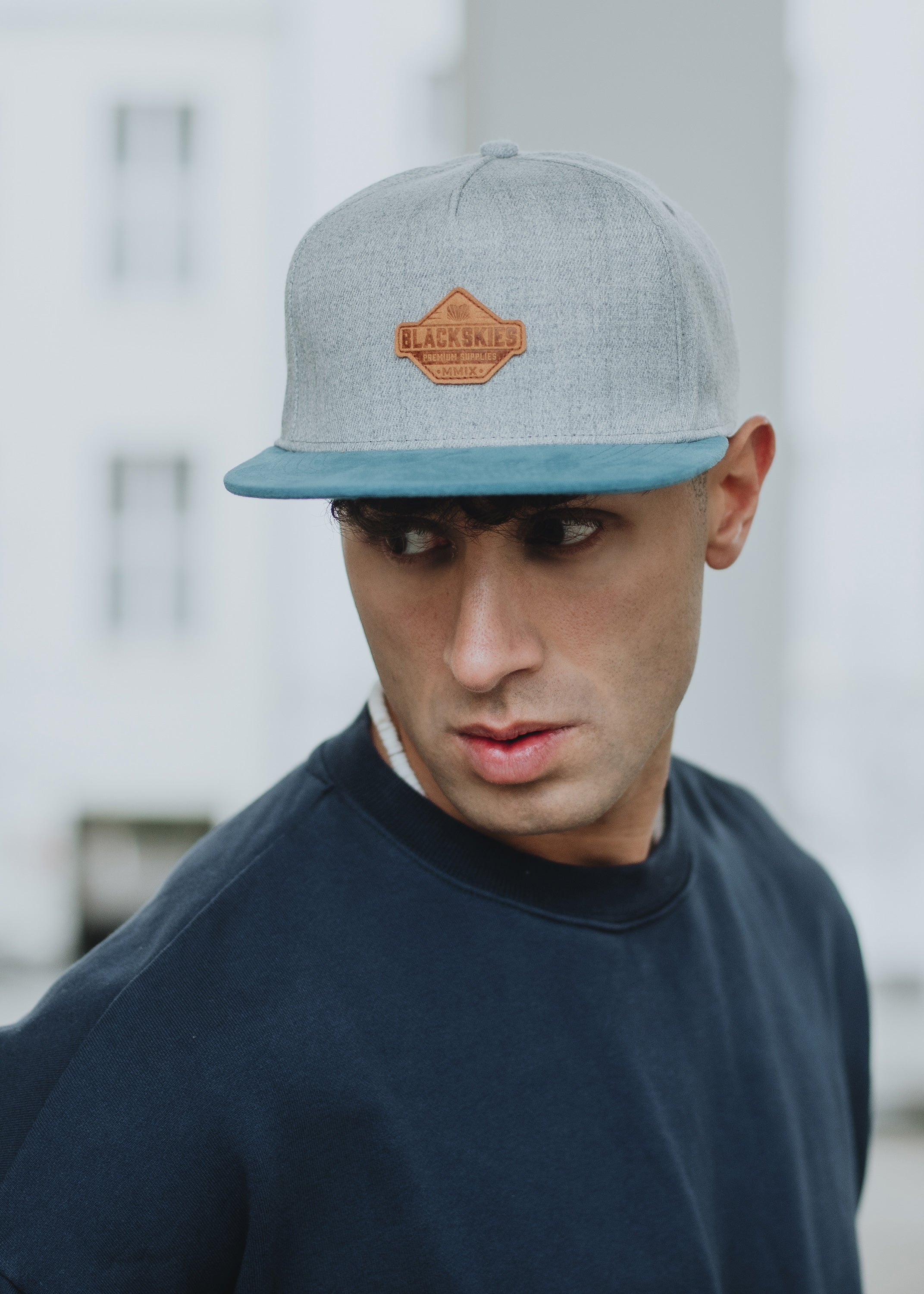 Blackskies-Essentials-Snapback-Cap-Grey-Light-blue-Light-blue-Model