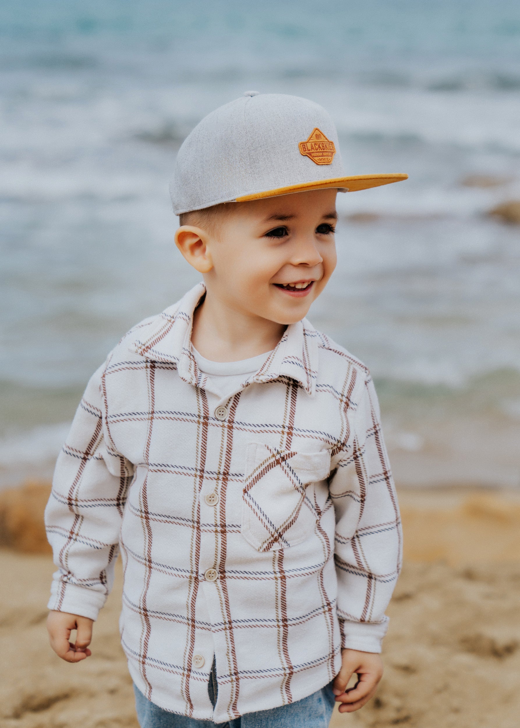 Blackskies-Essentials-Snapback-Cap-Kids-Grey-Brown-Brown-Model-3