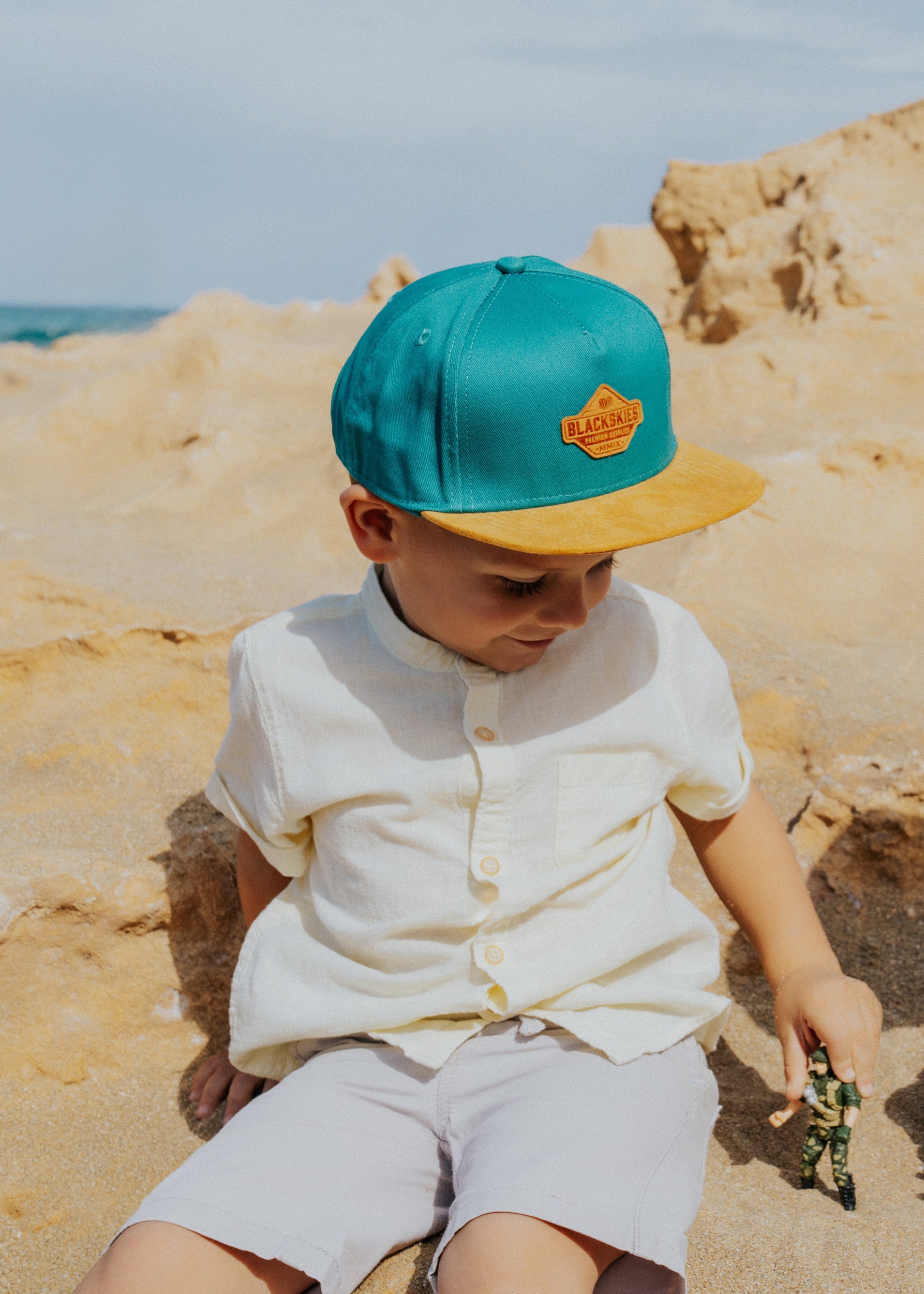 Blackskies-Essentials-Snapback-Cap-Kids-Tealgreen-Brown-Brown-Model-3