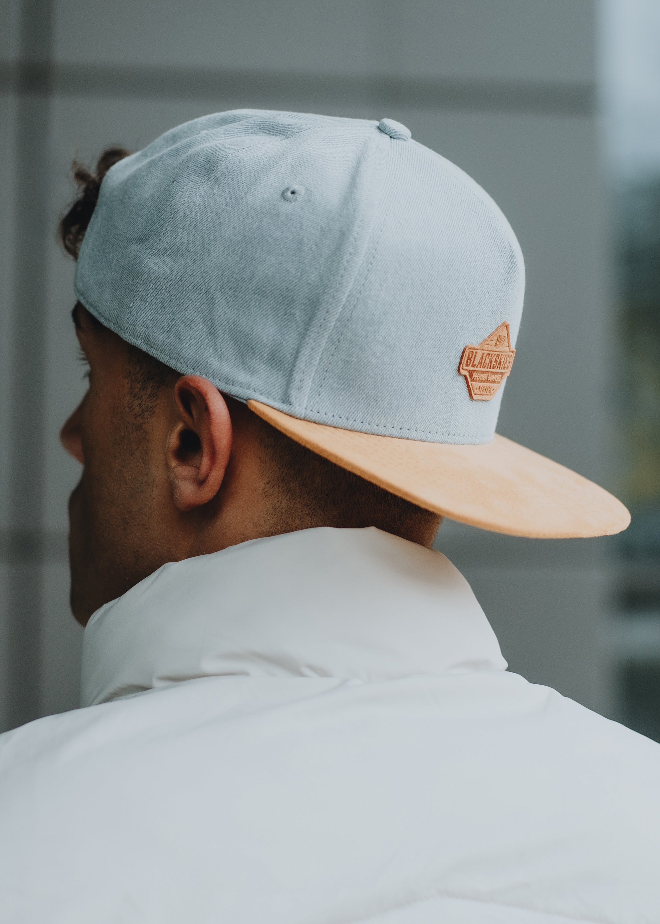 Blackskies-Essentials-Snapback-Cap-Light-blue-Brown-Brown-Model-2