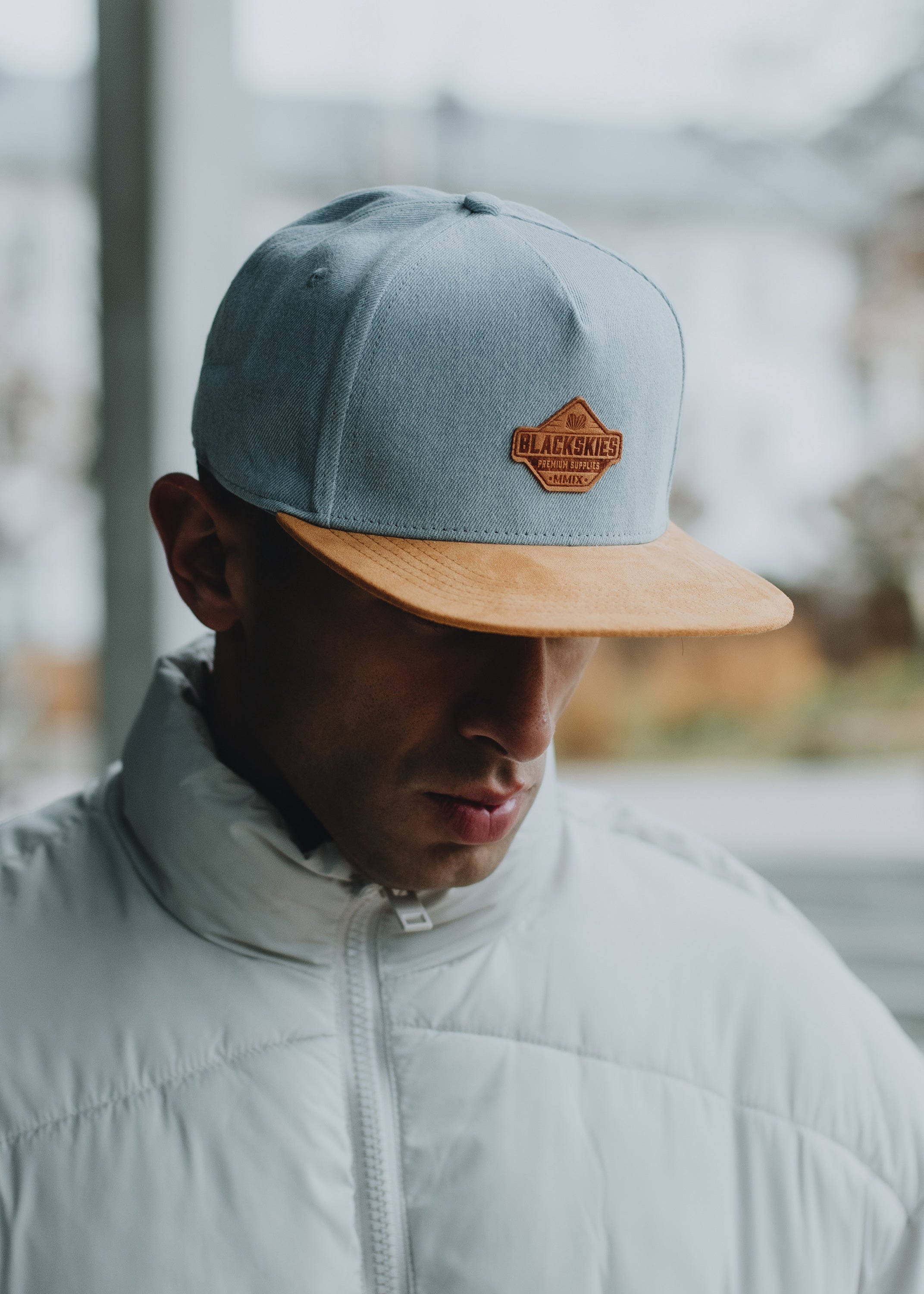 Blackskies-Essentials-Snapback-Cap-Light-blue-Brown-Brown-Model
