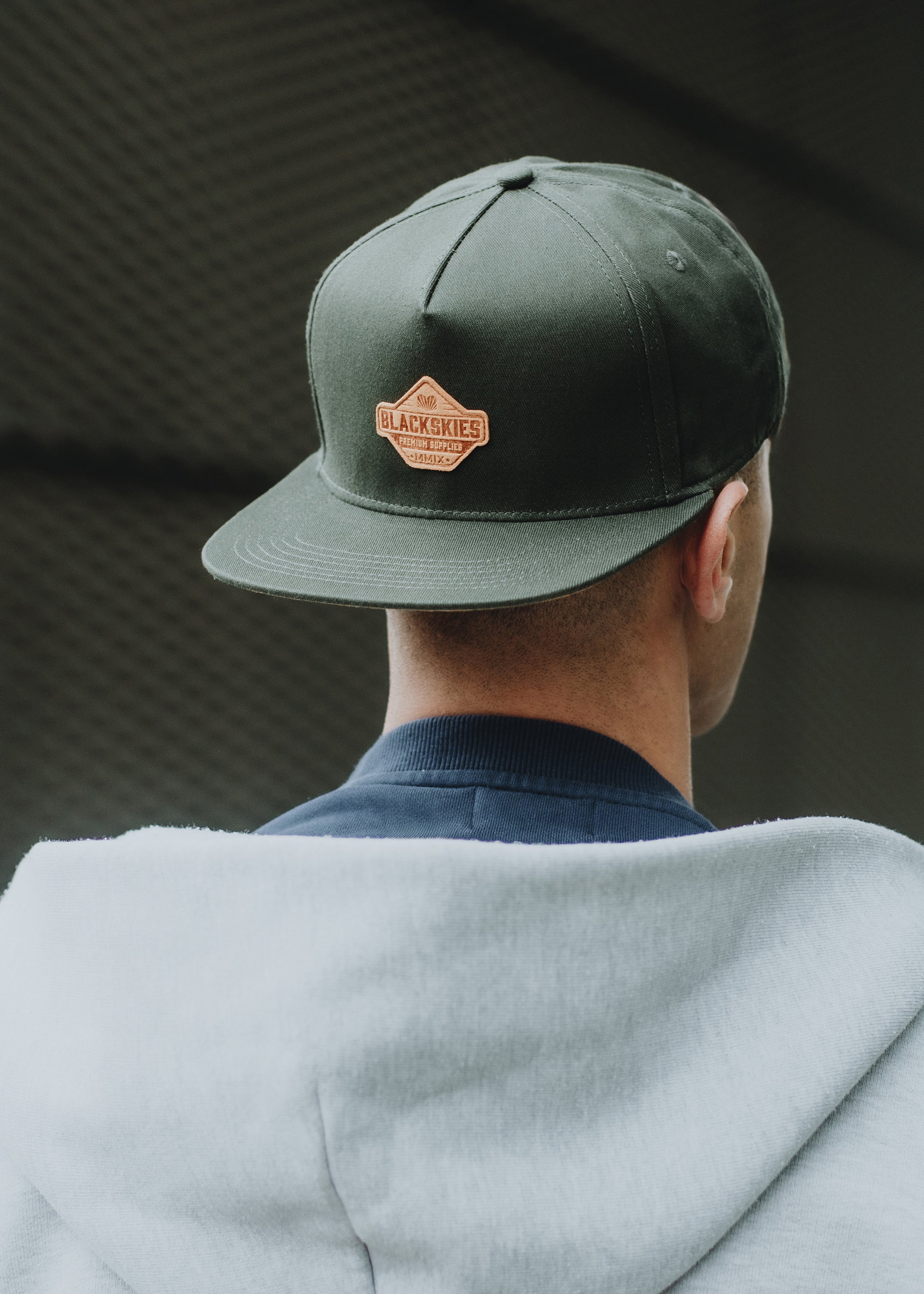 Blackskies-Essentials-Snapback-Cap-Olive-Olive-Brown-Model-2