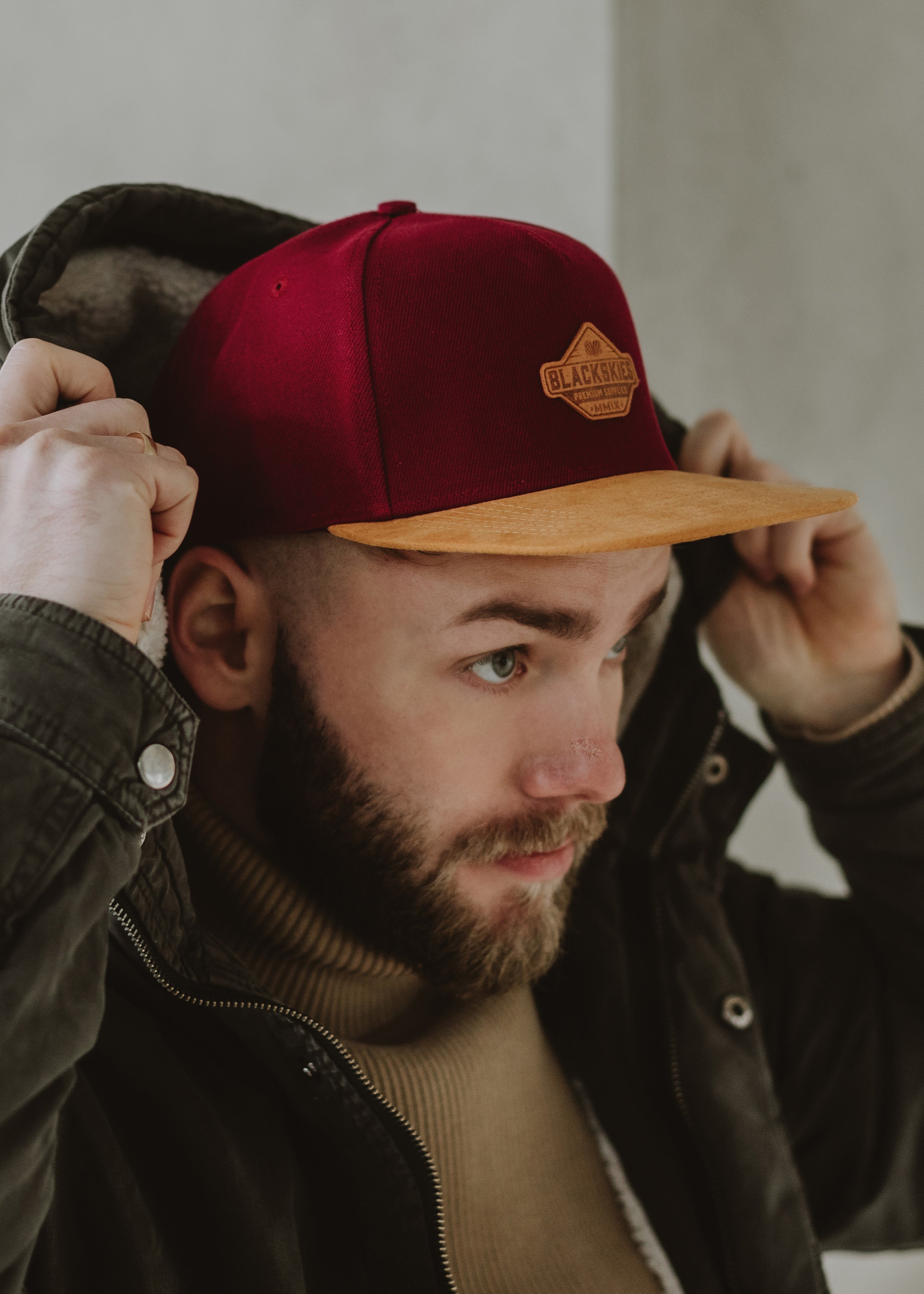 Blackskies-Essentials-Snapback-Cap-Red-Brown-Brown-Model-2