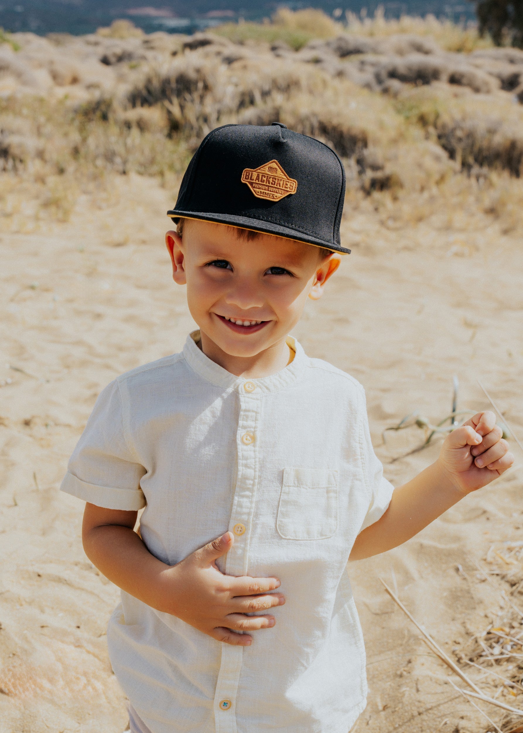 Blackskies-Essentials-Snapback-Kids-Cap-Black-Black-Brown-Model
