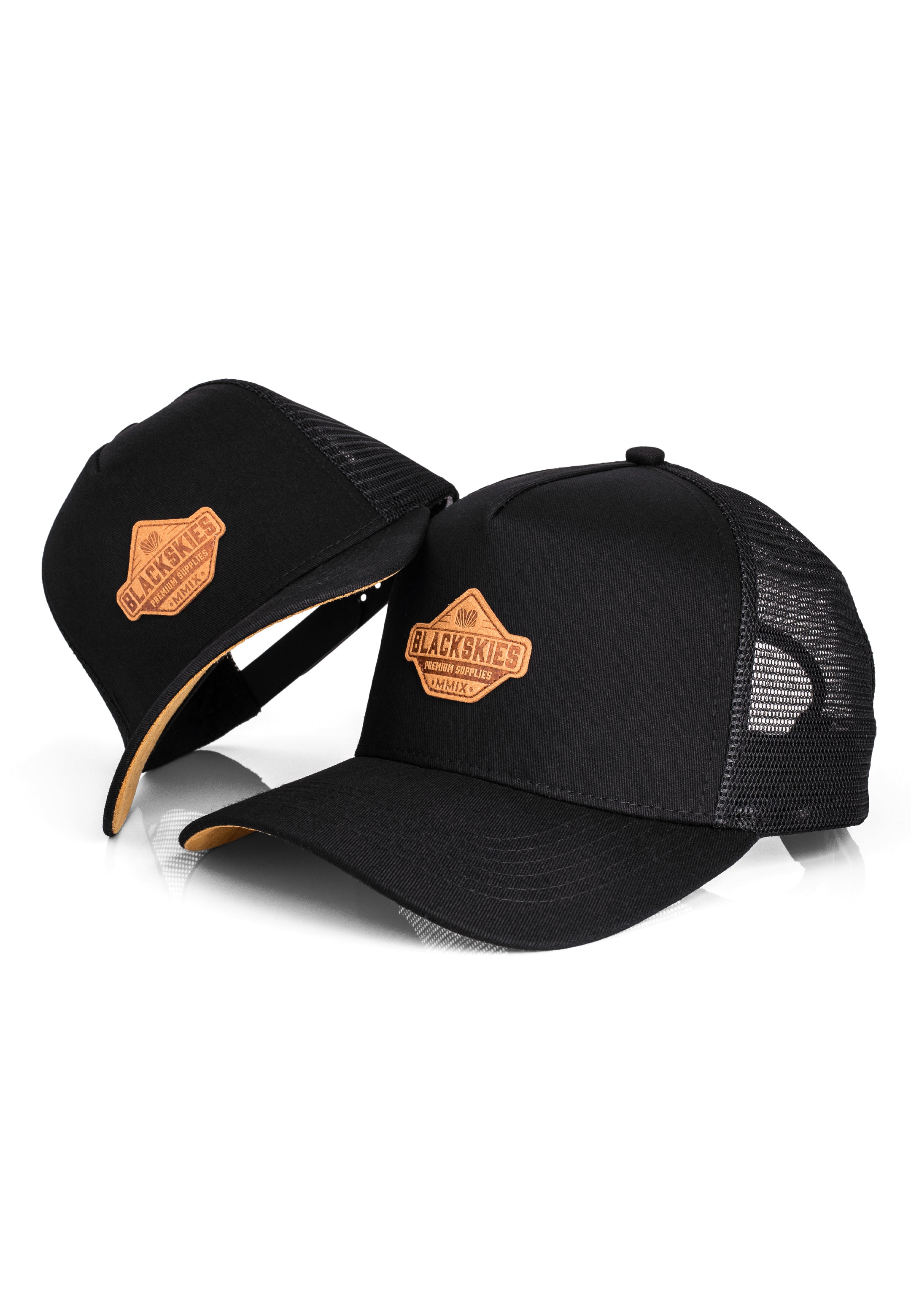 Blackskies-Essentials-Trucker-Cap-Black-Black-Brown-Kids-Parent-2er-Set