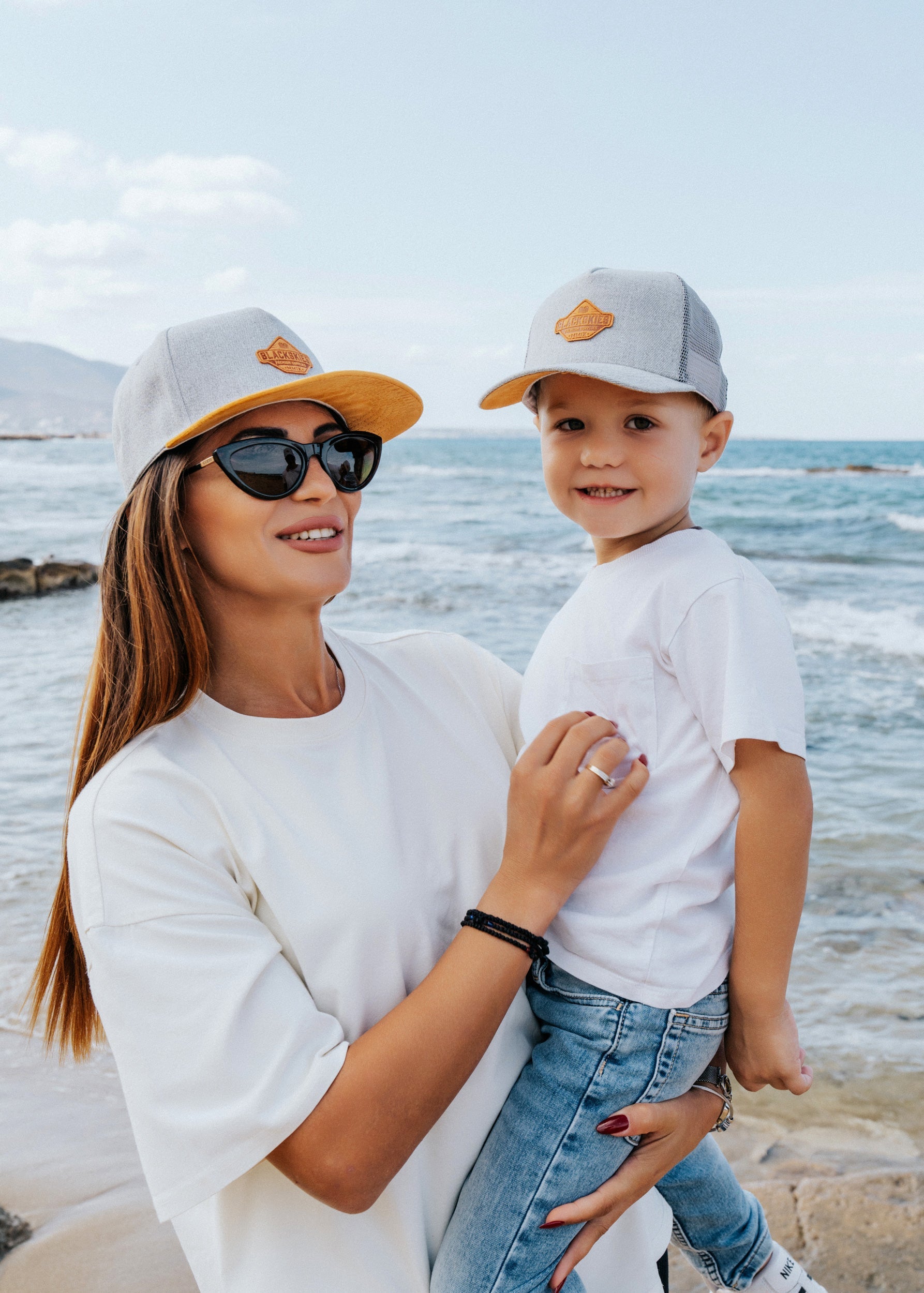 Blackskies-Essentials-Trucker-Cap-Kids-Grey-Grey-Brown-Model-2