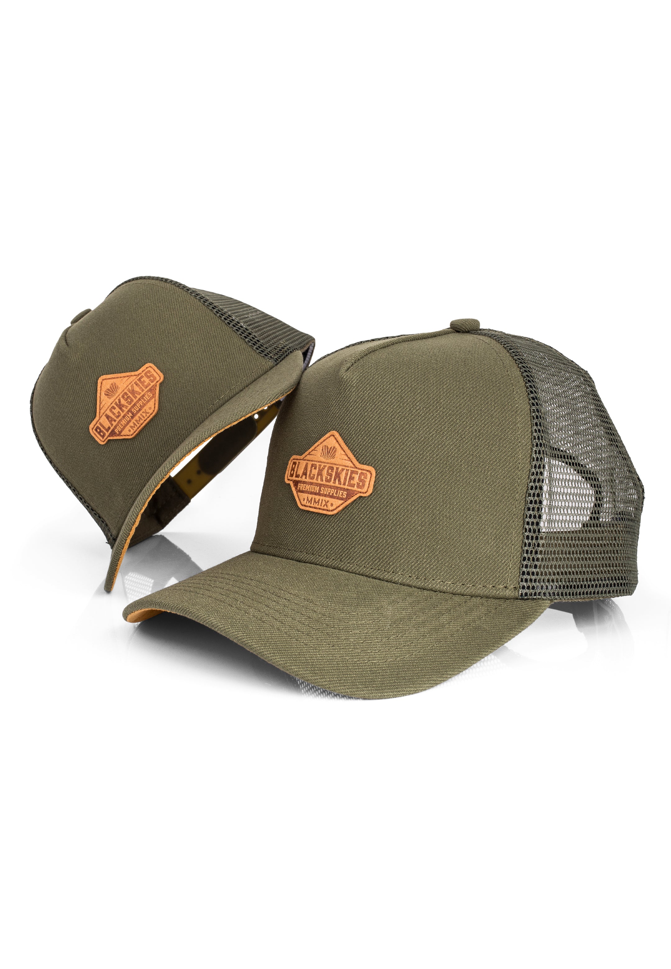Blackskies-Essentials-Trucker-Cap-Olive-Olive-Brown-Kids-Parent-2er-Set