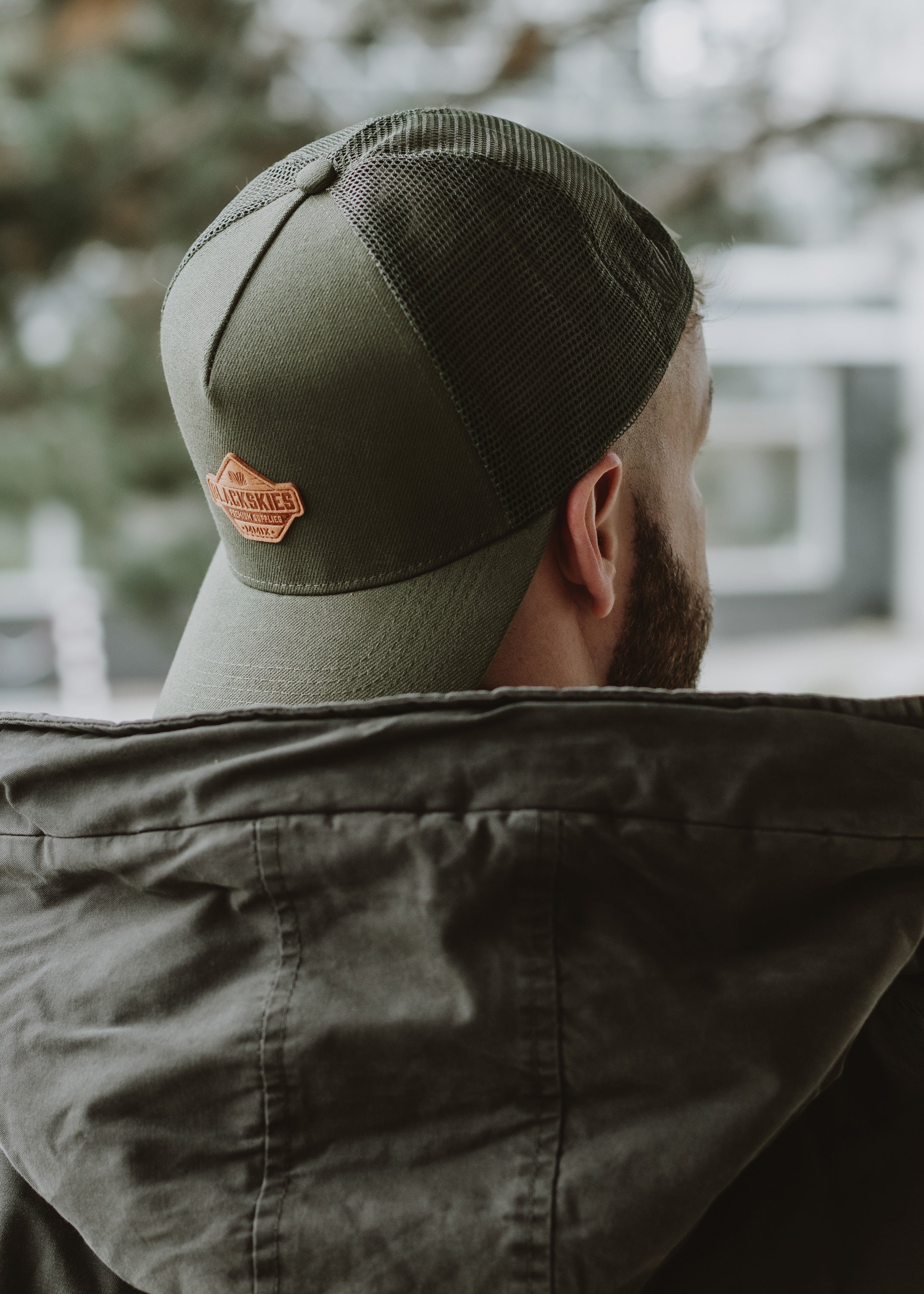 Blackskies-Essentials-Trucker-Cap-Olive-Olive-Brown-Model-2